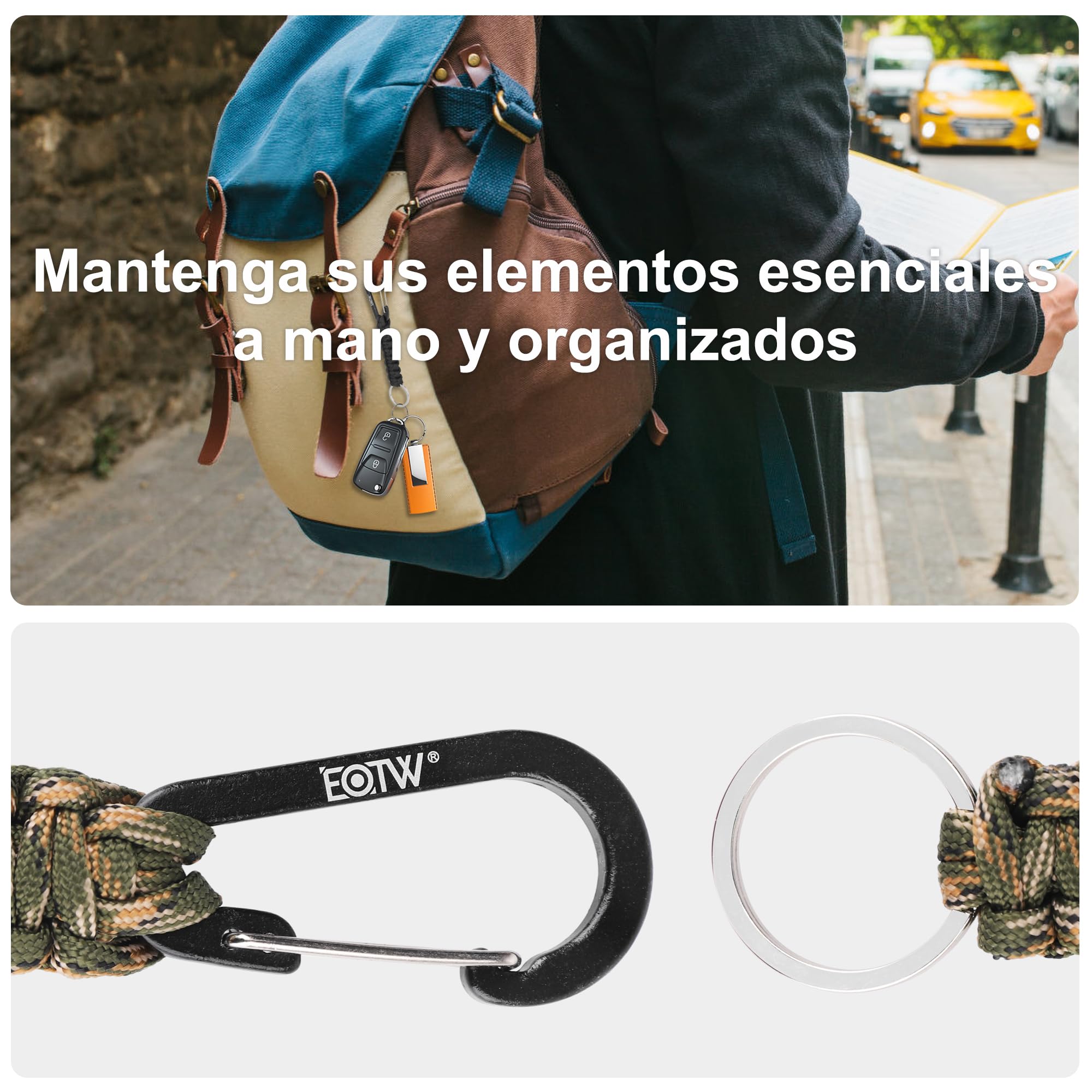 EOTW Mosqueton Llavero Paracord, Forma de D Mosqueton Escalada Ganchos para Montañismo, Motocicleta, Camping, Escalada en Roca, Pesca, Senderismo o Viajes y Otros Deportes al Aire Libre