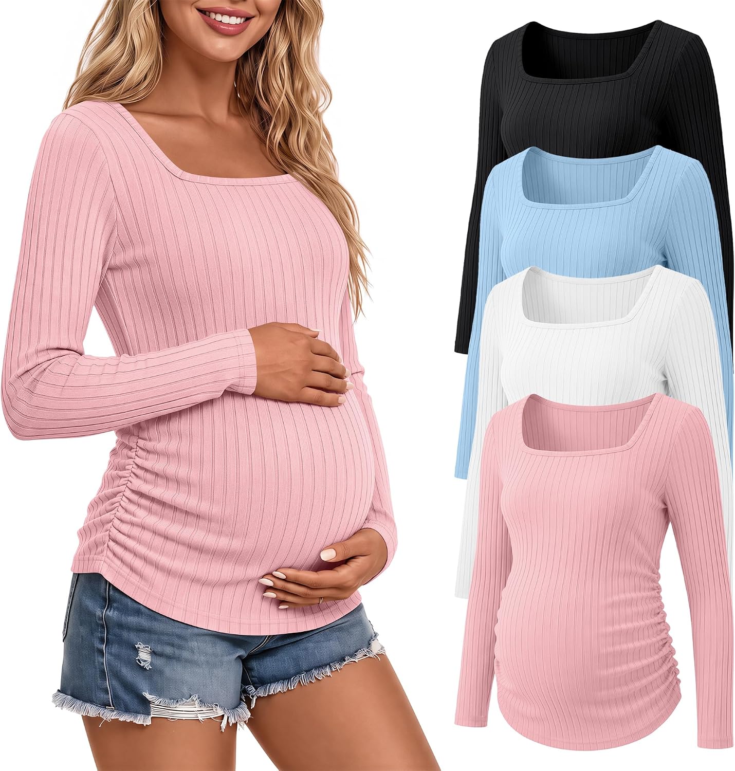 Neer 4 Pack Maternity Long Sleeve Shirts Pregnancy Sweaters