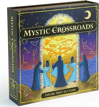 A Tarot-Guided Journey Mystic Crossroads | 1-5 Players | Beginner Friendly | Cooperative storytelling card game | Groups or Solo| Meanings on Cards | Includes Deck, Cloth, Card Box, Mystic Dice
