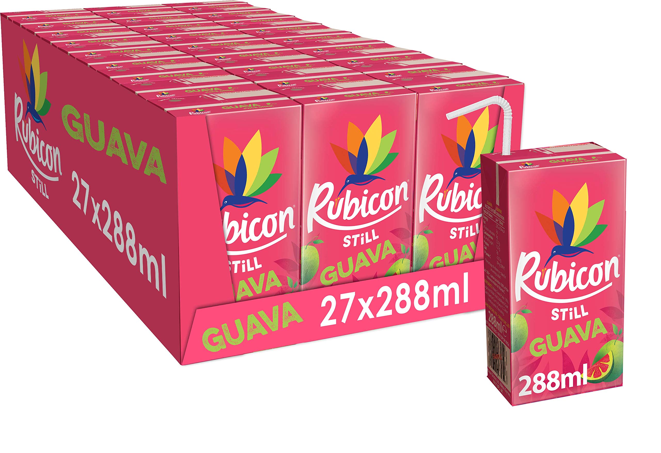Rubicon Still Guava Juice - Made with Real Handpicked Fruit Guava - Bold and Intense Tropical Juice Drink - Multipack Fruit Juice Cartons - 27 x 288ml