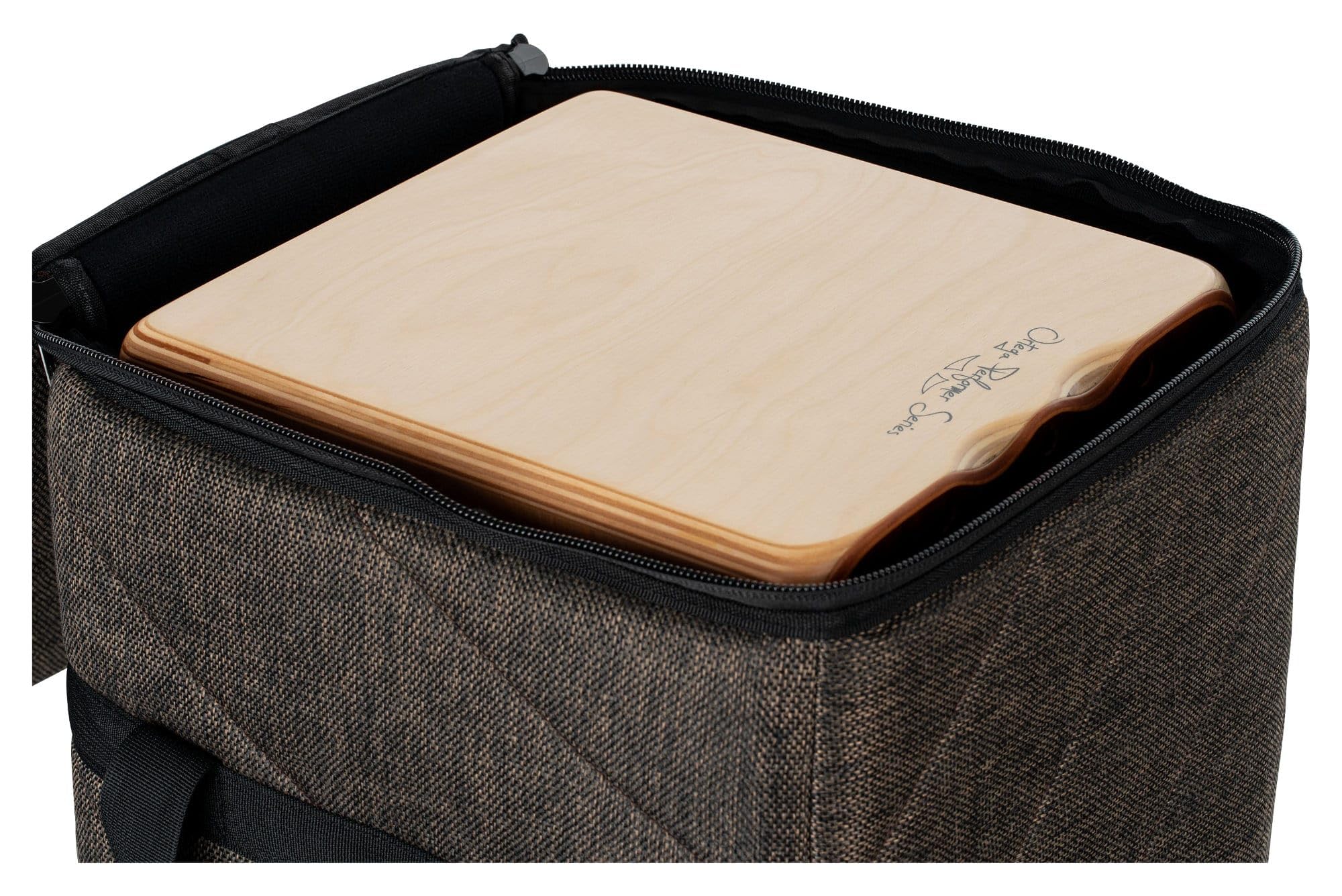 Ortega Guitars Housse Premium Cajon – Housse pour Cajon – 34,3 x 45 x 34,3 cm – Avec Poignée de Transport et Bretelles Sac à Dos – Toile et Coton, Mocca (OGBCJ-MO)
