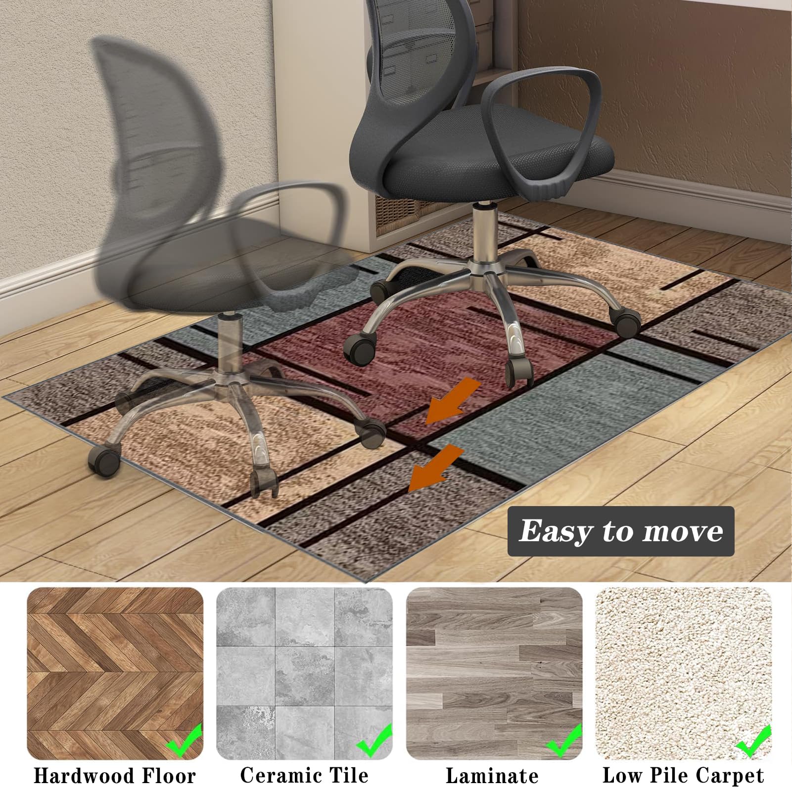 Bodenschutzmatte Bürostuhl Teppich Unterlage, Gamer Teppich, Stuhlmatte für Hartböden, Kratzfeste Bürostuhl Unterlage für Büro und Zuhause, Schreibtischstuhl, Unterlage für Laminat 140 x 160 cm