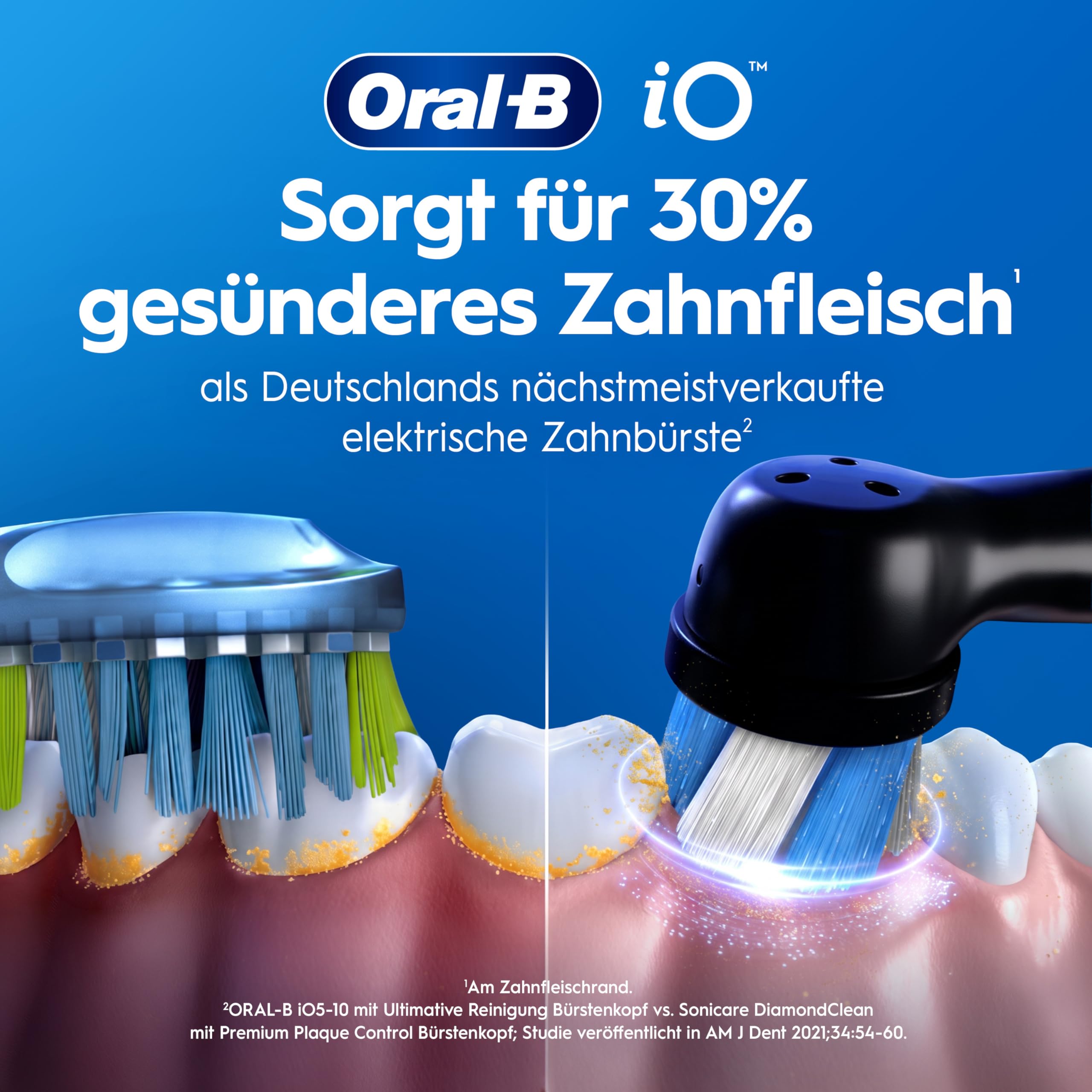 Oral-B iO Series 3 Elektrische Zahnbürste, Schwarz | Inkl. 3 Aufsteckbürsten, GUT GETESTET von STIFTUNG WARENTEST, Electric Toothbrush mit 3 Putzmodi für Zahnpflege