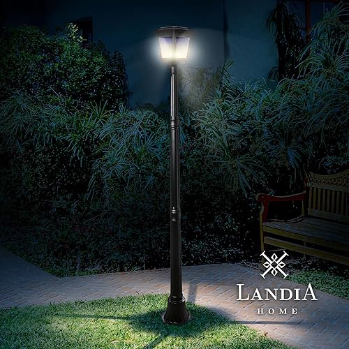 Miniatura 2 de Landia Home Lámpara solar ultra brillante del atardecer al amanecer, luz solar decorativa de 71 pulgadas de alto, lámpara de jardín solar para