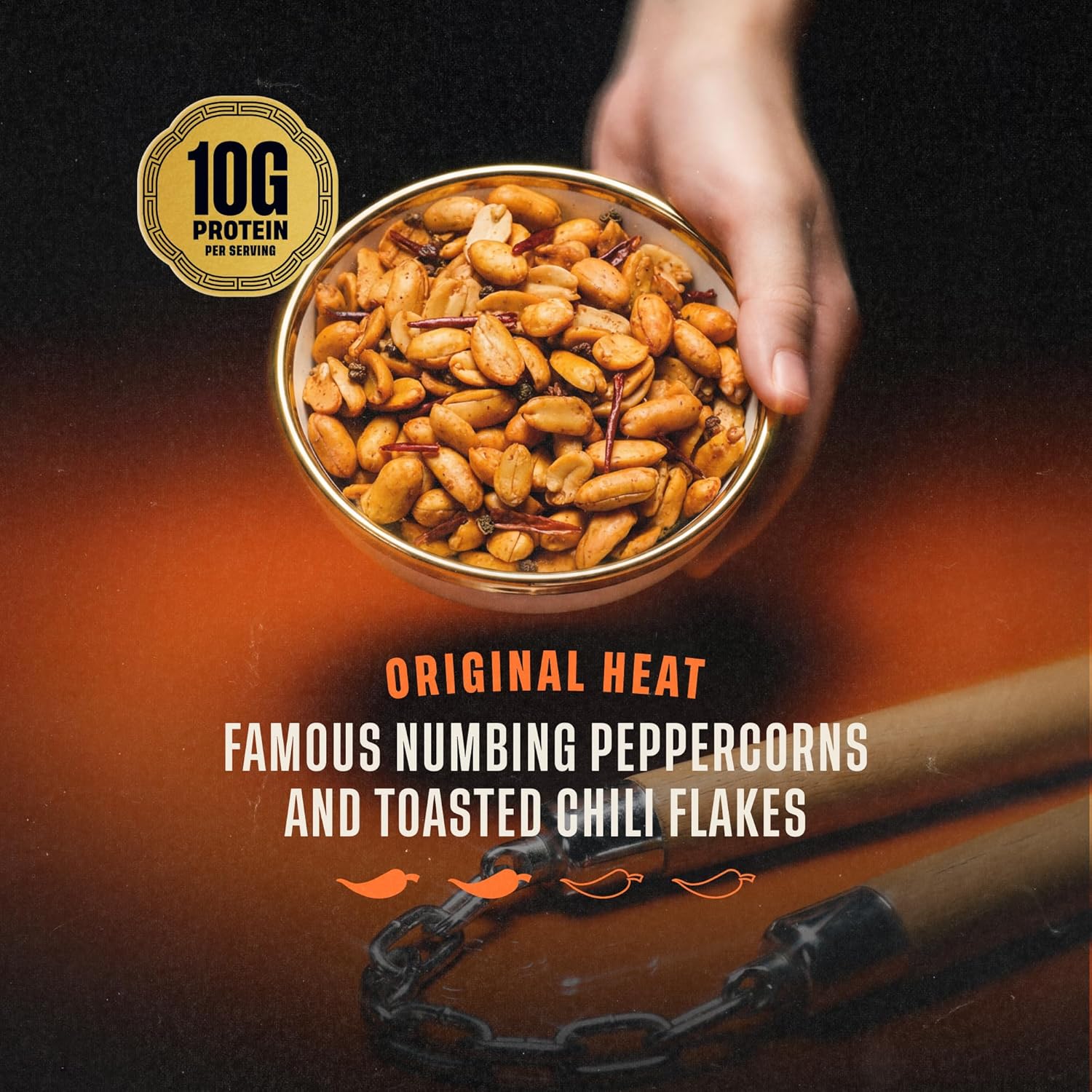 WA-CHAA! Spicy Sichuan Peanuts - Numbing Mala Peppercorns, Toasted Chili Flakes, Avocado Oil, Whole-Food Protein, Party Snacks, Non-GMO, On-The-Go Travel Size (Original Heat)