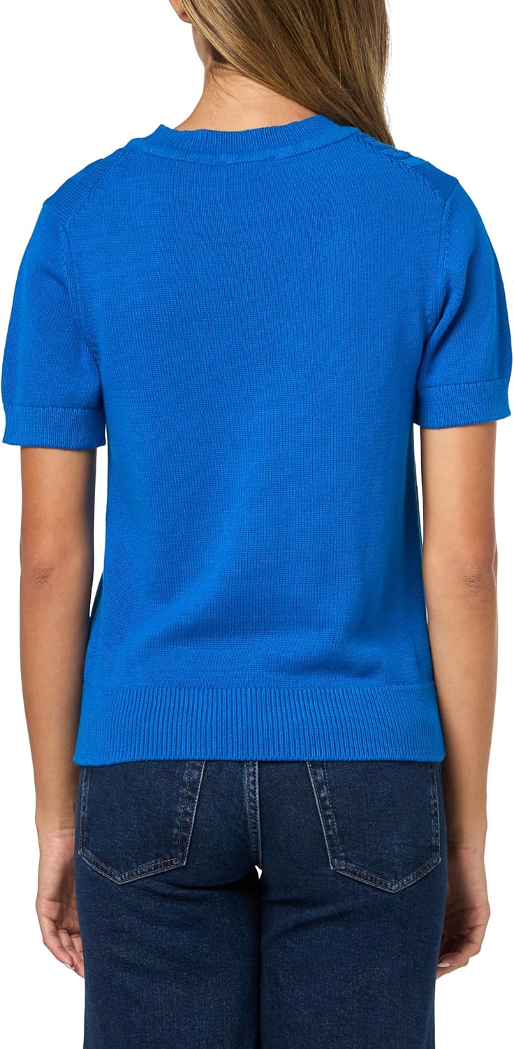 Nautica Womens Short Sleeve Crew Neck Cable Solid Sweater - Image 2