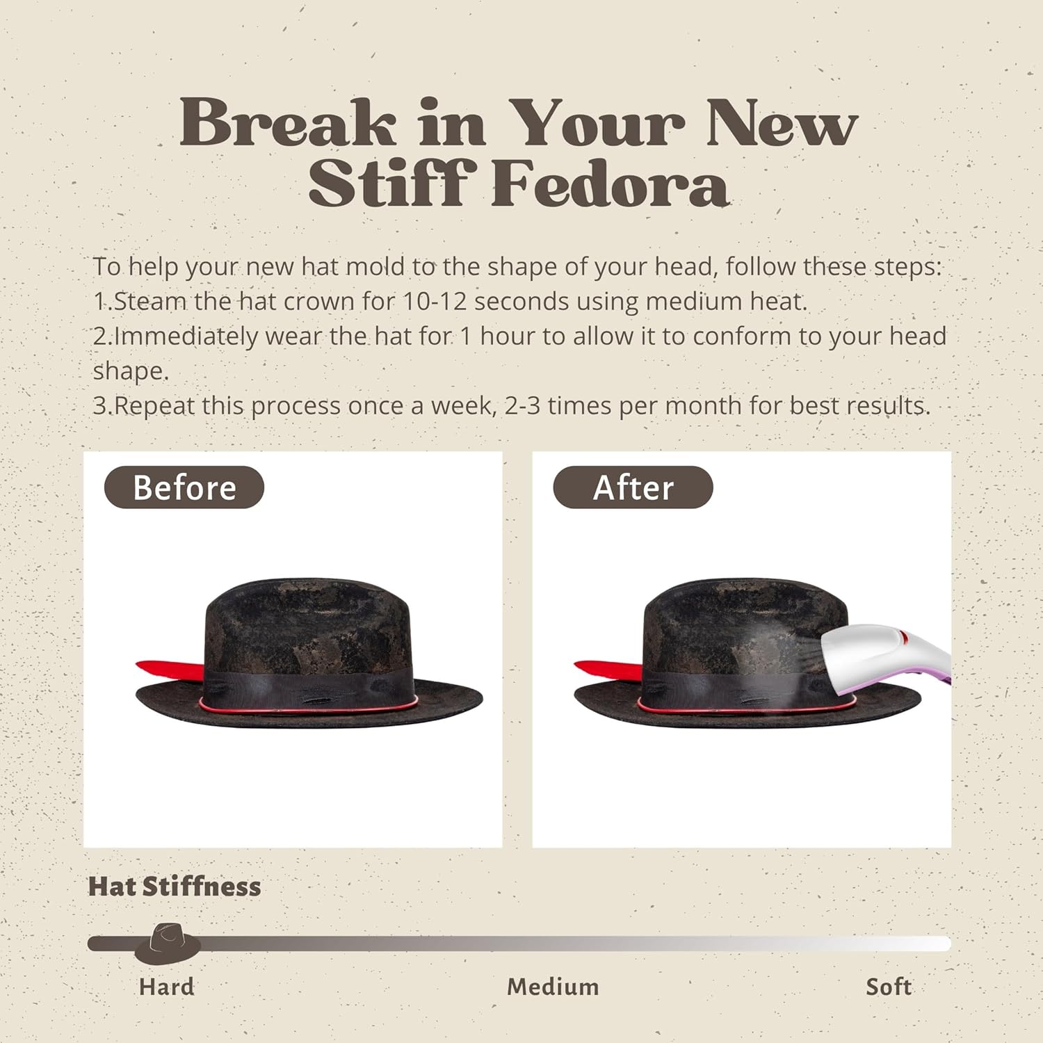 RUEDIGER Vintage Short Brim Fedora Hats 100% Wool Firm Felt Hat Panama Gambler Hat with Lightning Logo Handmade Distressed - Image 5