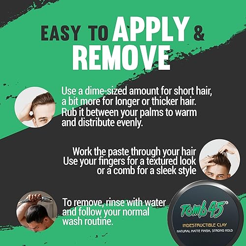 Miniatura 4 de Tomb45 - Arcilla indestructible para el cabello, alta fijación fuerte con acabado mate producto de peinado