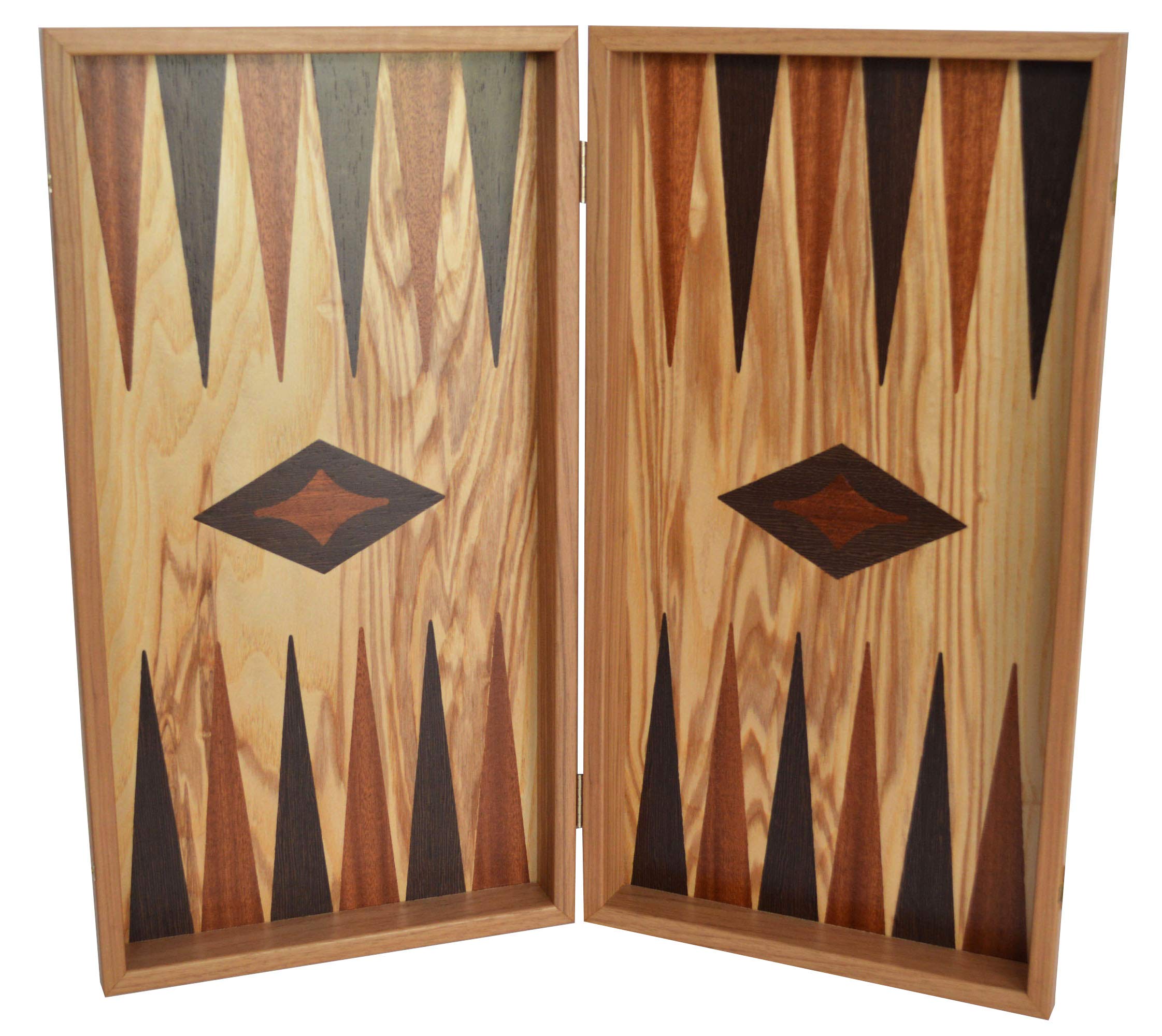 Manopoulos Traditional Olive Wood Backgammon Set - Olive Wood Chips