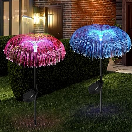 KAQIE Jellyfish Solar Garden Light Automatic Multicolor Changing Decorative Flowers Pot Lamp Diwali & Festival Decoration for Balcony Lawn Outdoor Indoor Backyards Pathways Driveway (Pack of 1)