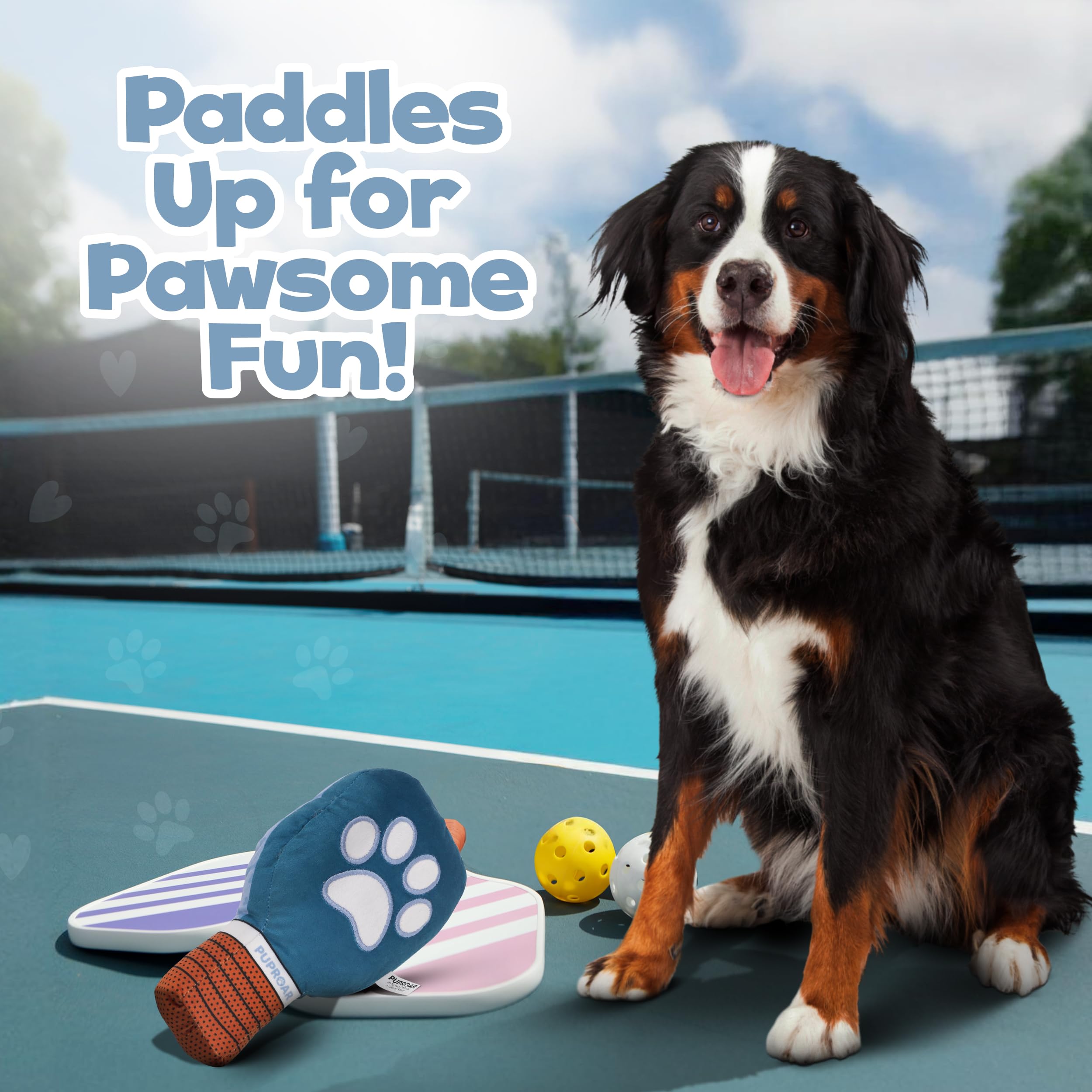 PUPROAR Pickleball Paddle Dog Squeaky Toy - Divertente giocattolo di carta cigolante e increspato per cani, perfetto per riempire la calza - Simpatico giocattolo natalizio per cani per cuccioli