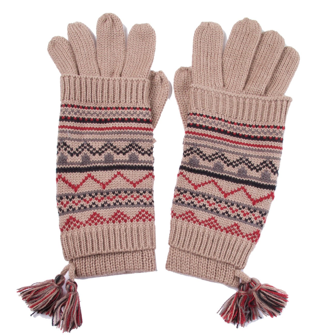 ScarvesMe Tribal Print Two Piece Glove with Tassel (Taupe)