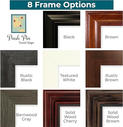 Miniatura 7 de Mapamundi con alfileres, personalizado, ejecutivo, con marco de 24x36" y alfileres, Marrón (Solid Wood Brown Personalized), 24 x 36 pulgadas