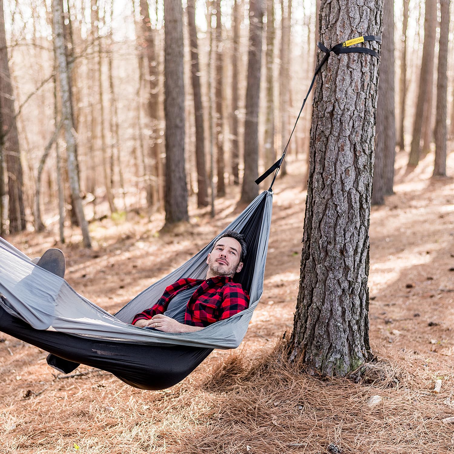 Hamac de Camping, Hamacs Simples avec Sangles d'arbre, Lit Suspendu de Voyage Portable, équipement de Camping pour Extérieur, Randonnée, Camping, Plage, Sac à Dos, Voyage (Arbre