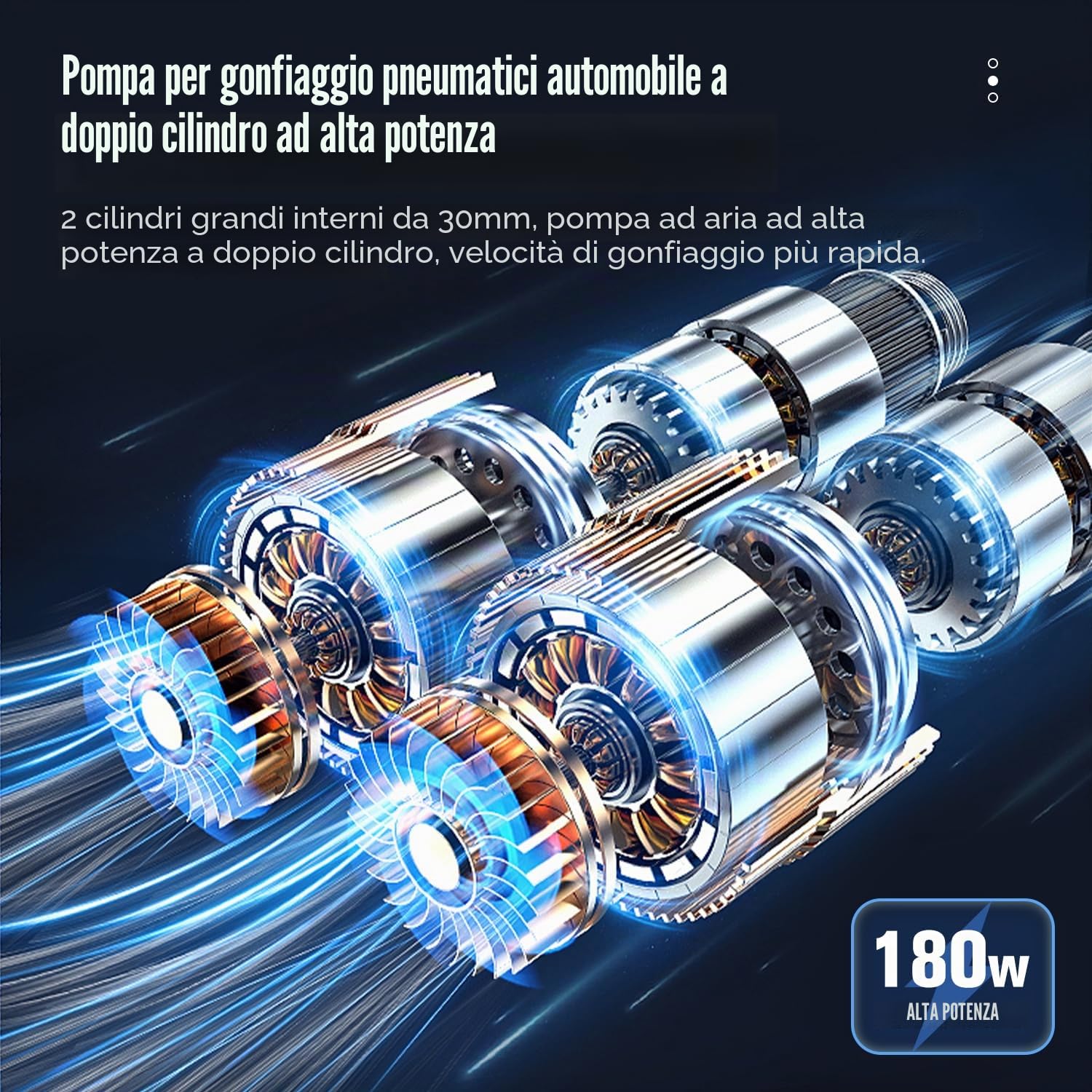 TIREWELL - Compressore d'aria per pneumatici, 12 V, con doppio cilindro, resistente pompa in metallo, 10 bar, con morsetto per batteria e prolunga per tubo dell'aria di 5 m, per SUV, camion