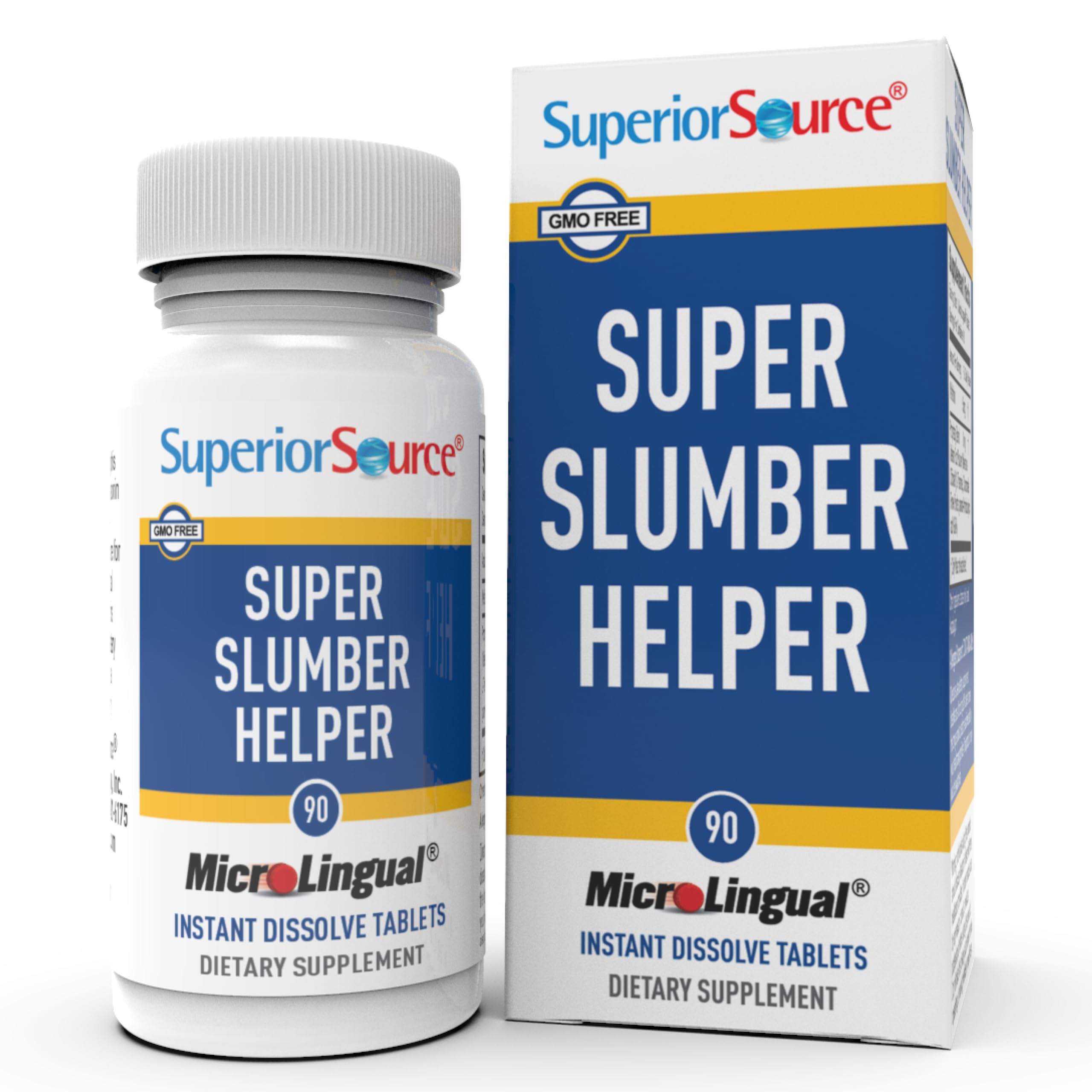 - Superior Source Super Slumber Helper - Melatonin Supplement with L-Theanine & Chamomile Flower Powder - Supports Healthy & Natural Sleep with Valerian Root Powder & GABA - 90 Instant Dissolve Tablets