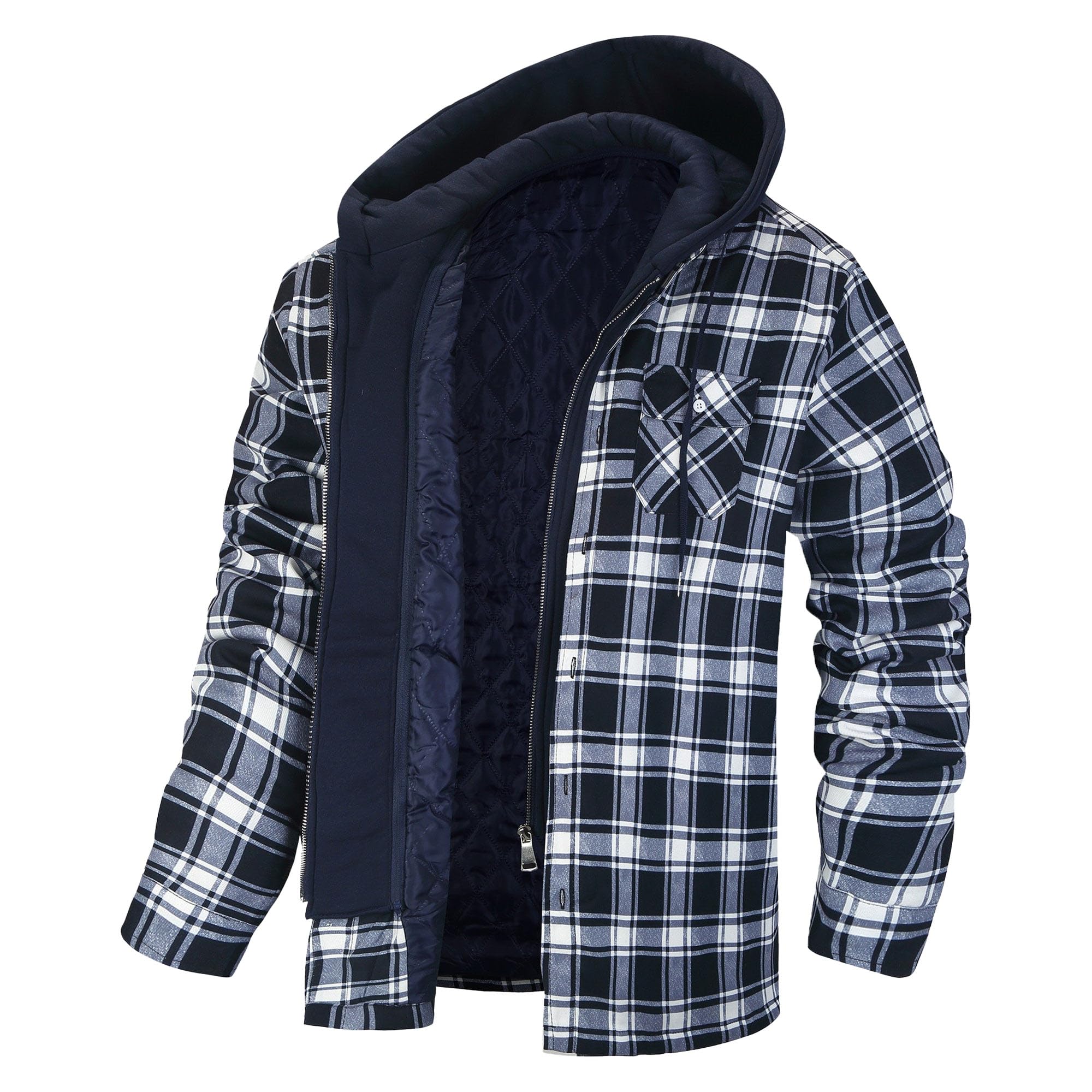 Veste à capuche matelassée doublée flanelle homme ample - 7