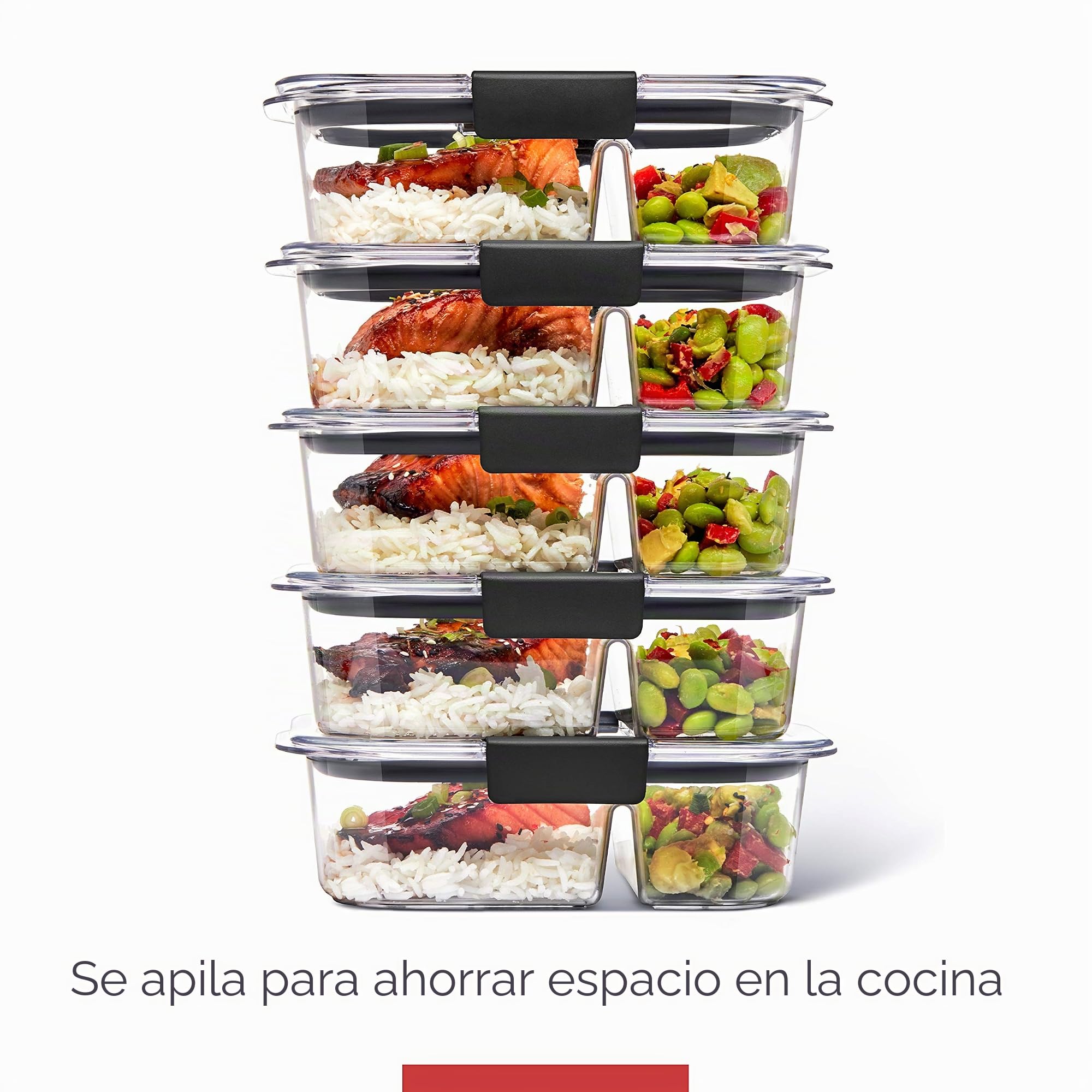 Rubbermaid Brilliance Meal Prep Containers, 2-Compartment Food Storage Containers, 2.85 Cup