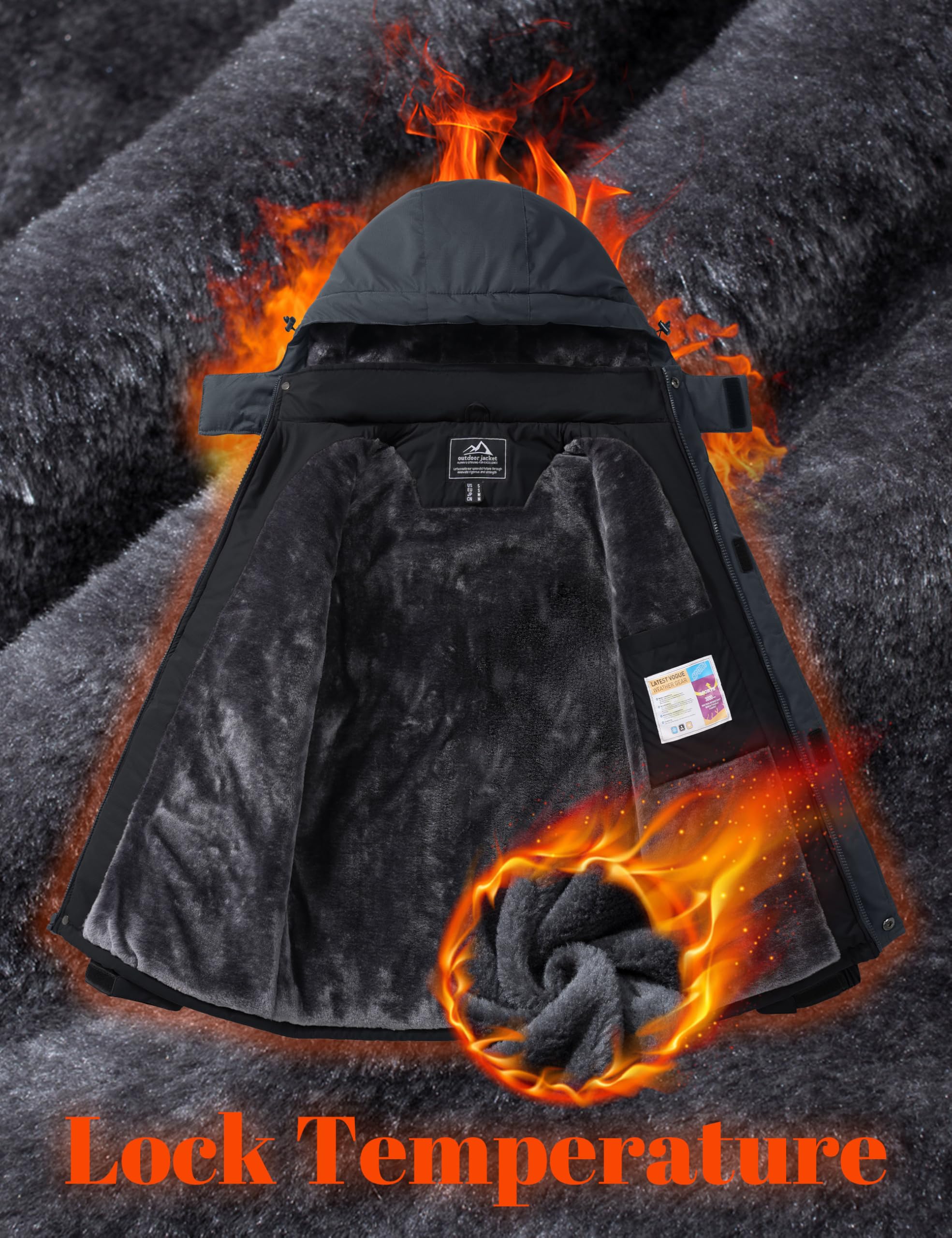 MAGCOMSEN Giacca Impermeabile Giacca da Sci Invernale da Uomo Foderata in Pile per Uomo Cold Mountain Cappotti