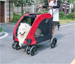 Carrinho de cachorro para cachorro Carrinho de bebê com rodas Grande Carrinho de estimação para animais de estimação Carrinho de bebê premium para cães/gatos/animais de estimação Carrinho de viagem com carregamento de 50 kg (vermelho)