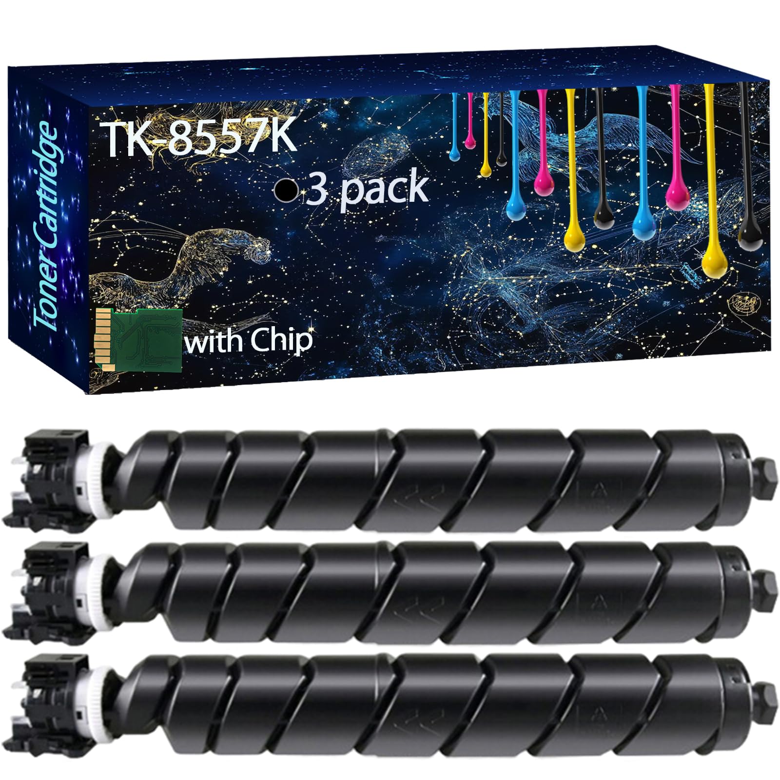 TK-8557K TK-8557C TK-8557M TK-8557Y Replacement Toner Cartridge Compatible for Kyocera CS6054ci CS7054ci TASKalfa 6054ci 7054ci Printers, Bright