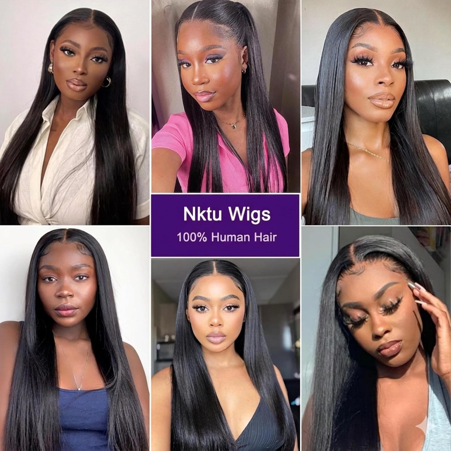 NKTU Lace Front Wigs Human Hair 200% Density Pre Plucked Straight Wig Natural Color Soft & Durable Everyday 13x4 HD Lace Wig for Black Women with Baby Hair 22 Inch