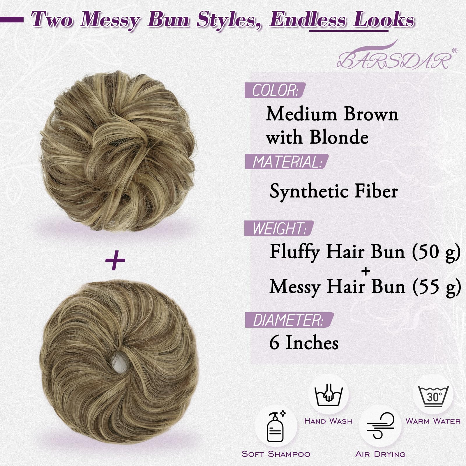 BARSDAR 2 PCS Messy Bun Hair Pieces - Image 2