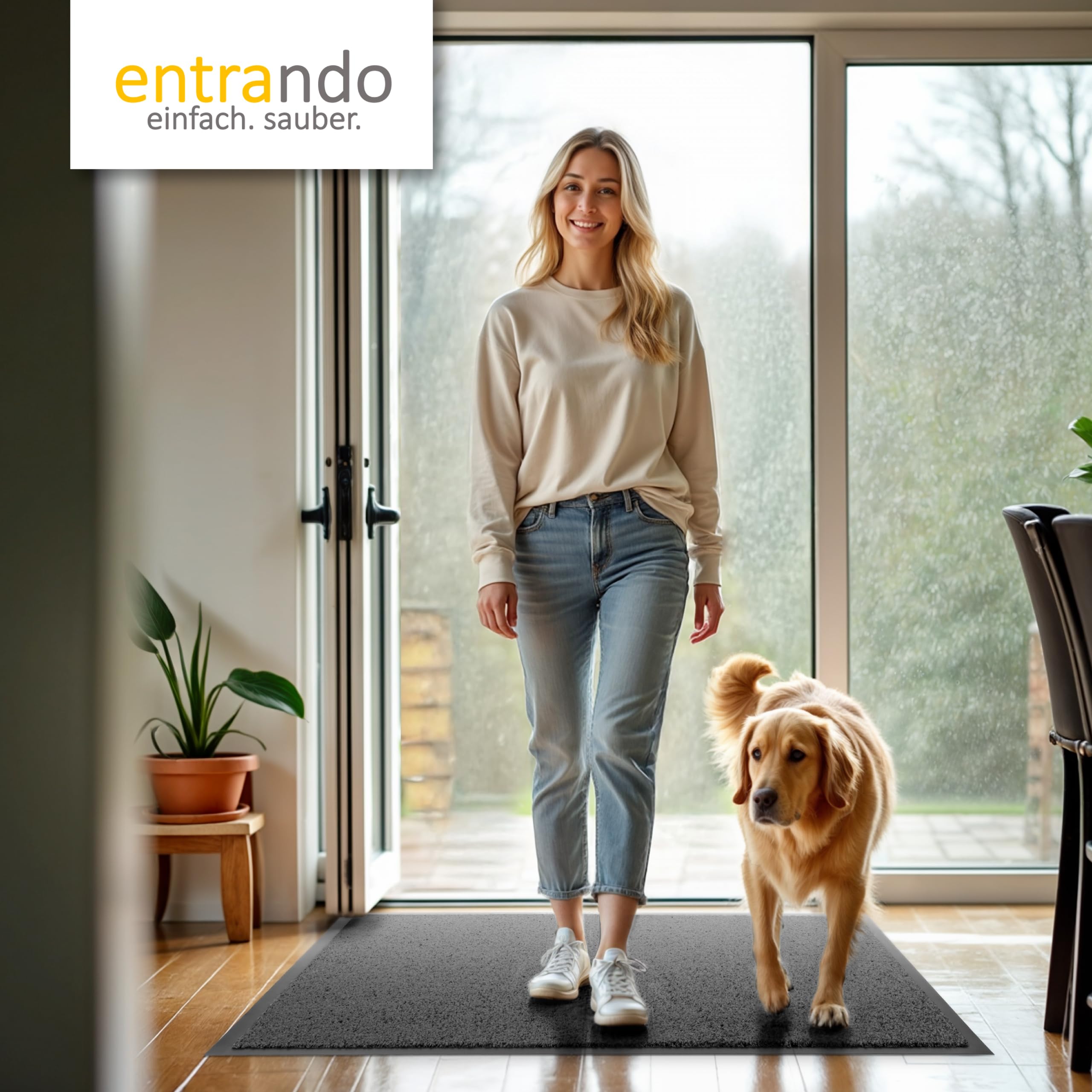 Entrando Felpudo Entrada XL 90x120 cm, Tono Oscuro versátil – Lavable y Antideslizante, Ideal para oficinas y consultas (Antracita)