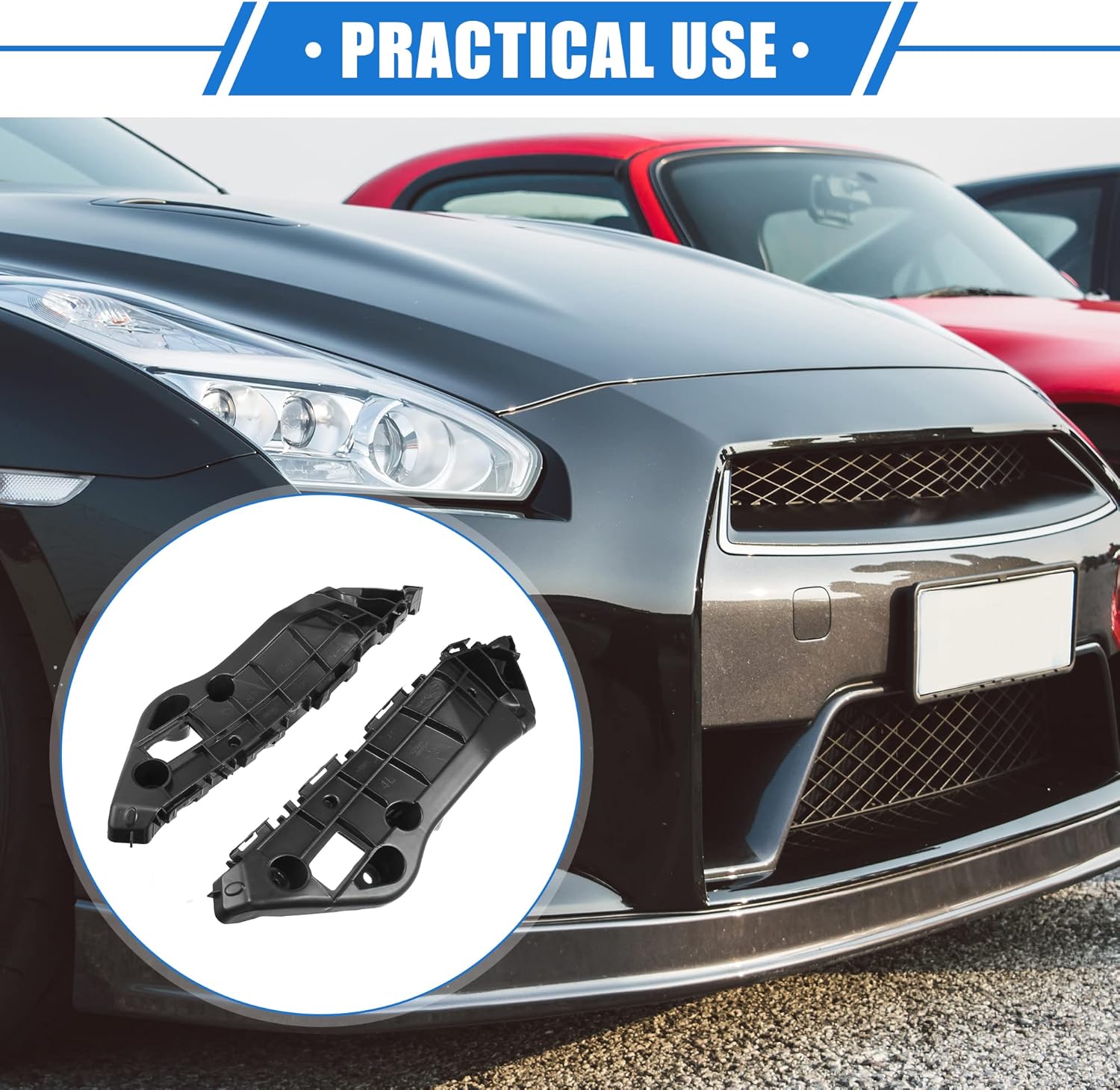 1 Pair Bumper Brackets Support Fender Cover Compatible for Toyota RAV4 2016 2017 2018, Durable Plastic Black Front Left Right Side