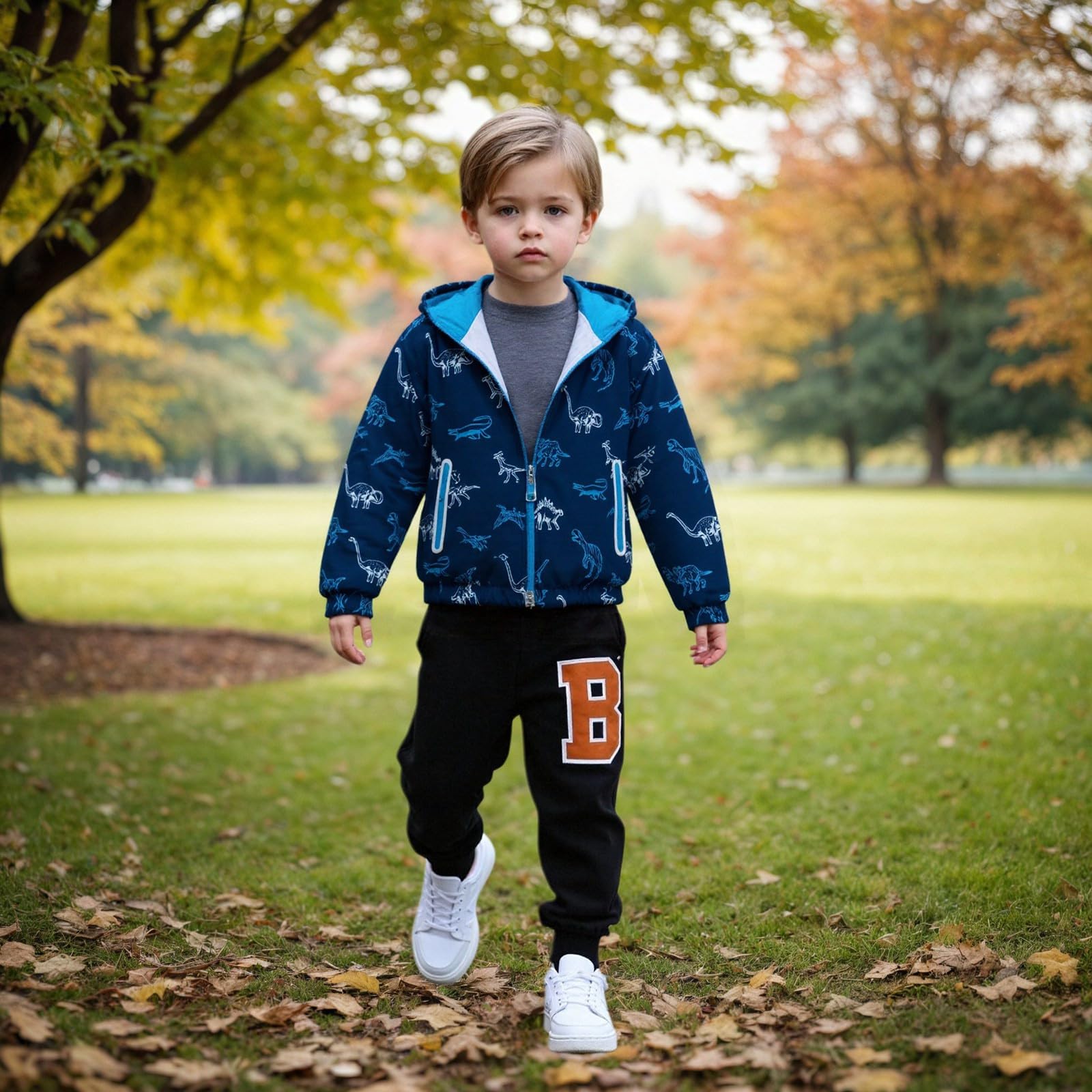 Generisch Veste à capuche respirante avec imprimé dinosaure pour enfants garçons et filles Manteau de pluie coupe-vent pour l'extérieur Manteau zippé pour toutes les saisons