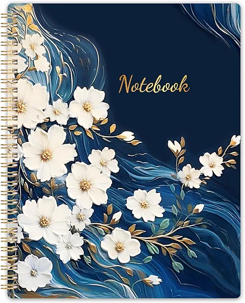 Shoparr Spiral Notebook - Notebooks Spiral Bound, Journal Notebook with Thick Paper & Back Pocket, with Twin-Wire Binding, College Ruled Notebooks - Journals for Women (8.5" * 11", 160 Pages, Floral)