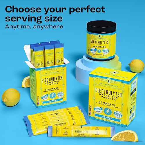 Miniatura 70 de KEY NUTRIENTS - Polvo de electrolitos, mezcla de bebida de limonada rosa fresca, polvo de hidratación, sin azúcar, sin calorías, sin gluten, polvo