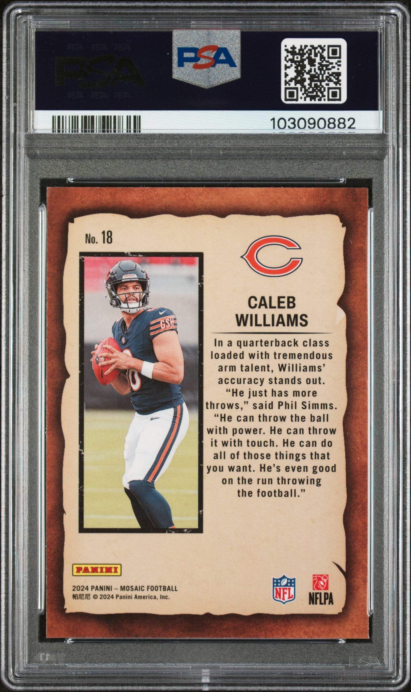 Graded 2024 Panini Mosaic Caleb Williams #18 Notoriety Rookie RC Football Card PSA 10 Gem Mint