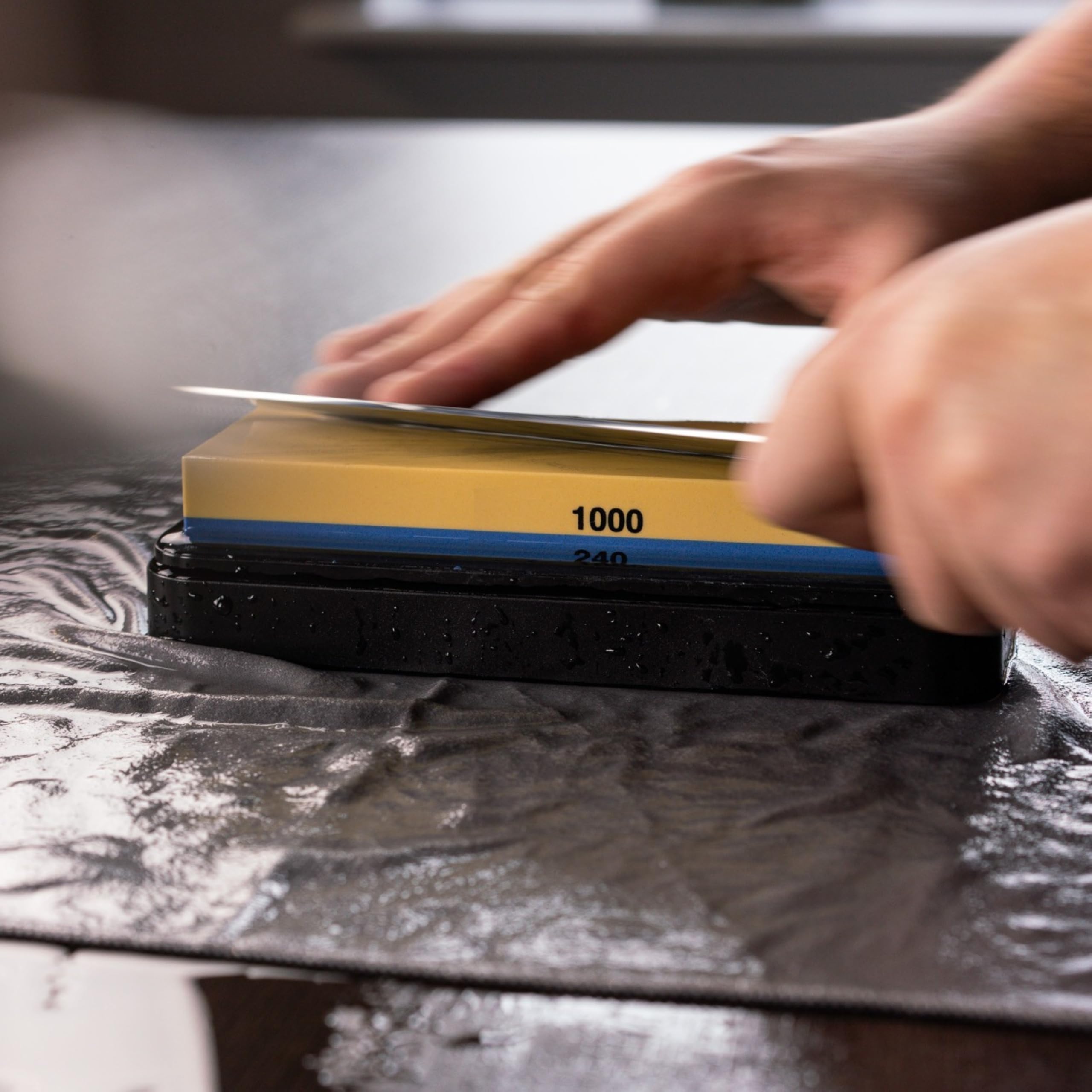 Rockingham Forge SUPERSHARP PRO Kombinationsschleifstein 2-in-1 mittel/fein 1000/3000 Körnung -Professionelles Messerschärfen Zwei Steine in einem mit rutschfester Basis