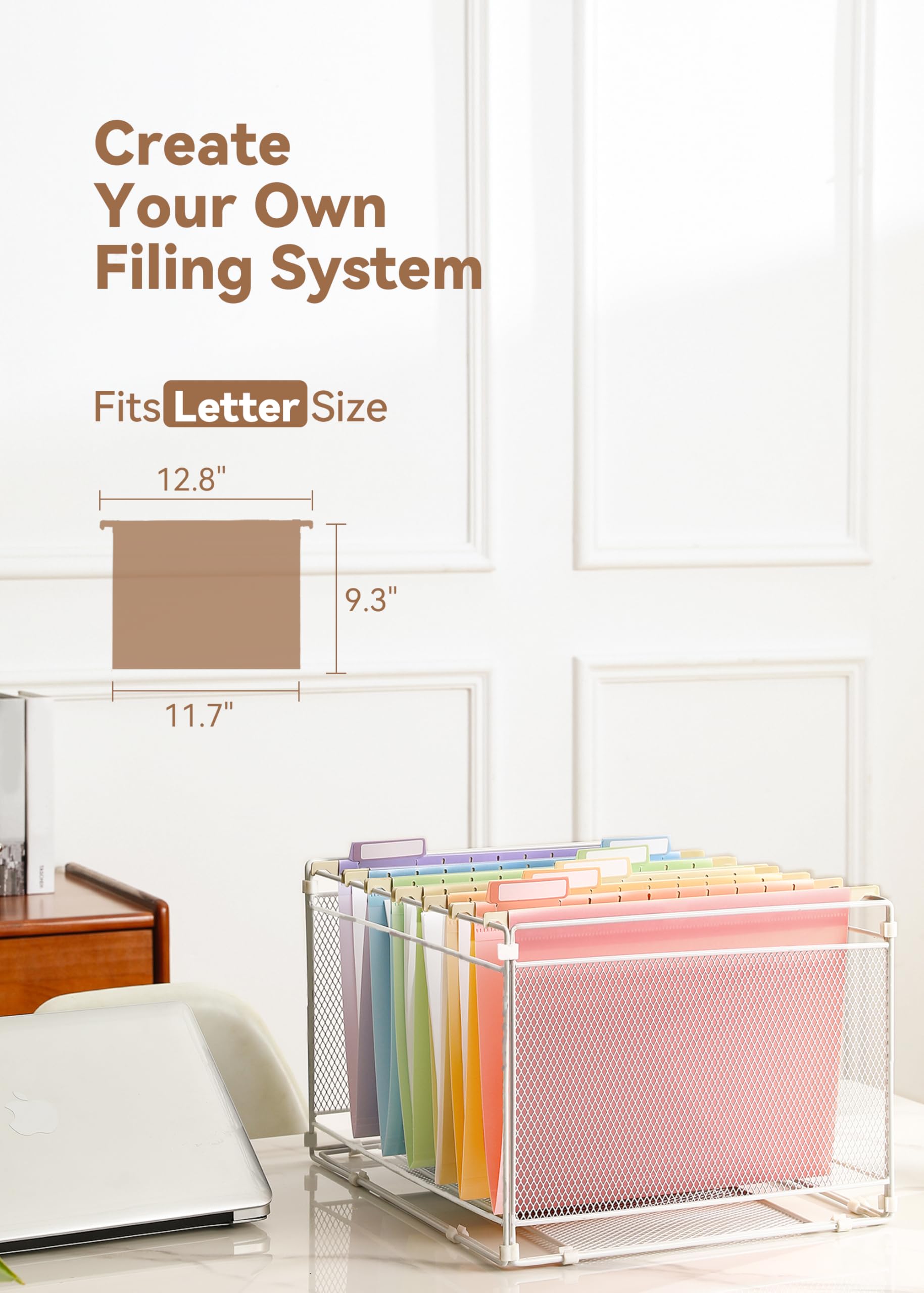 SortRax Plastic Hanging File Folders, Letter Size, 12 Pack  Hanging Folders, with Insertable 1/5-Cut Tabs for Filing Cabinets: Pastel
