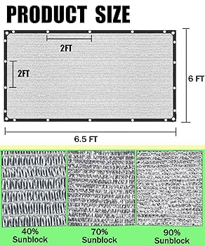 Amazon.com : UNIUP 70% Aluminum Shade Cloth 6.5 FT x 6 FT