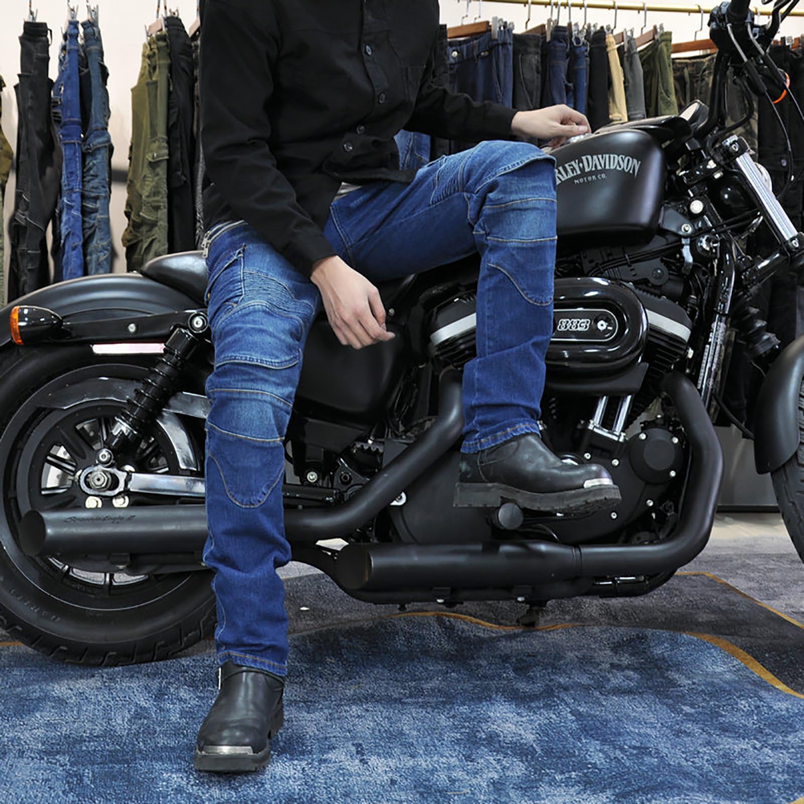 Hombre Motocicleta Pantalones Jeans con Protección Motorcycle Biker Pant 4 X Equipo De Protección