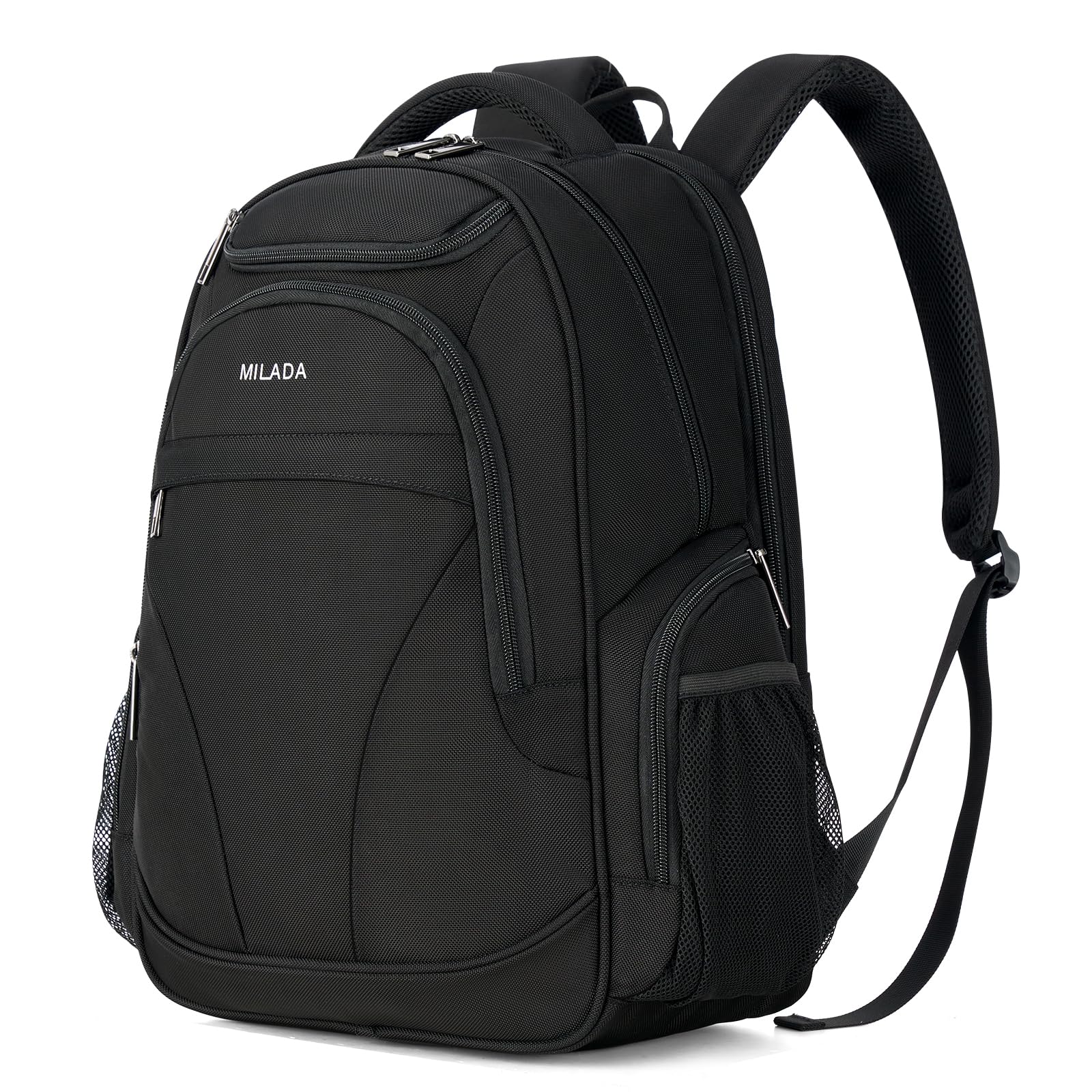 MILADA Travel Backpack For Men Laptop Backpack Women Business Carry On Backpack Airline Approved Fits 16.5 Inch Laptop Bag Work Backpack, Black