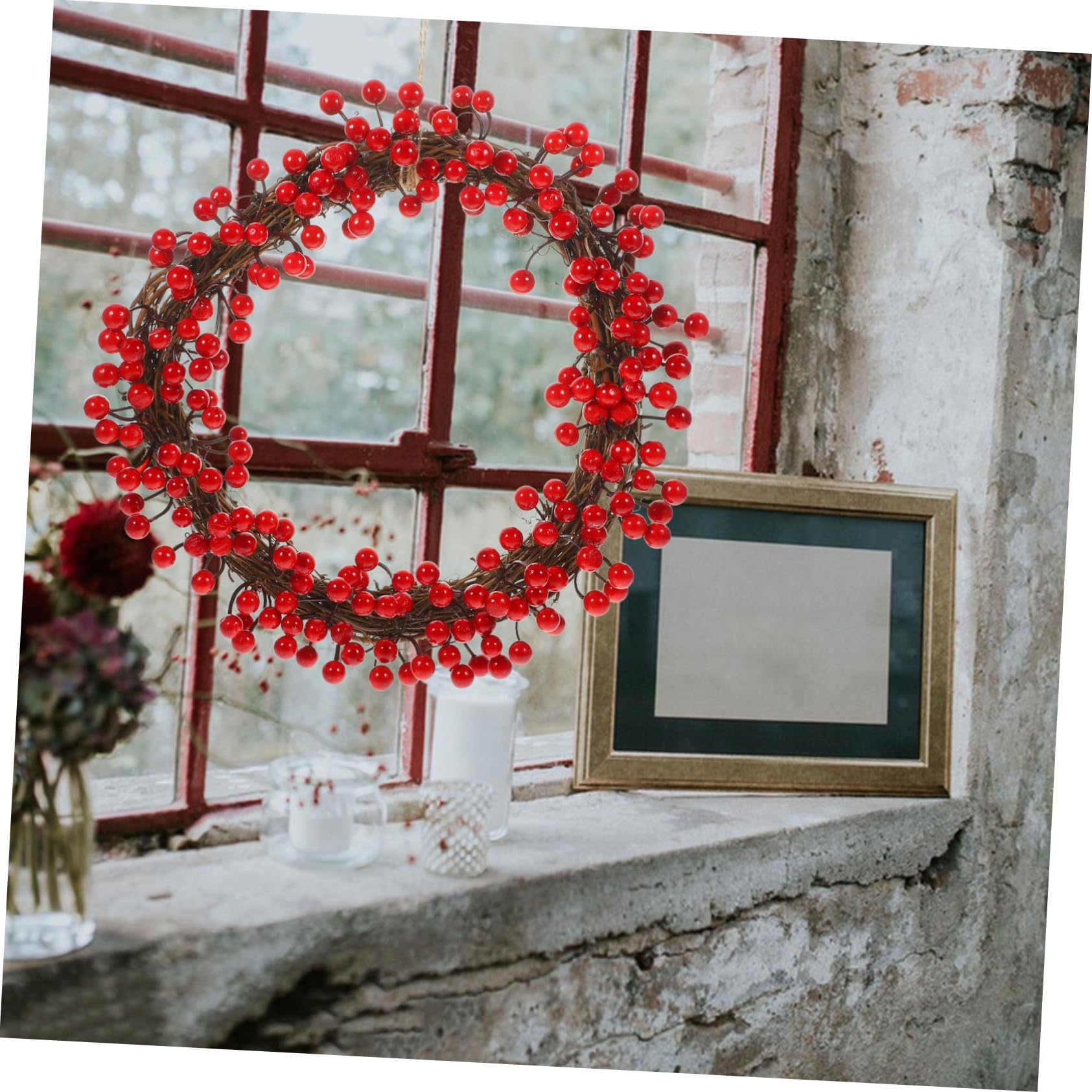 BESPORTBLE Couronne de Noël Décorative avec Baies Couronne à Suspendre pour Porte Entrée Décoration Murale Artificielle pour Noël