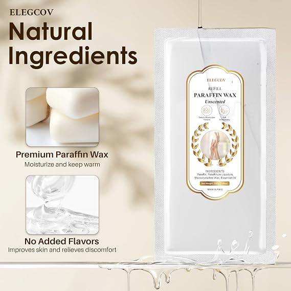 Paraffin Wax Refills-10 Pack Unscent Paraffin Wax for Hand and Feet, Parrafin Wax Blocks for Wax Machine, Parafin Wax Bath, Relieves Muscle Fatigue, Deeply Hydrates, Moisturizes and Nourishes