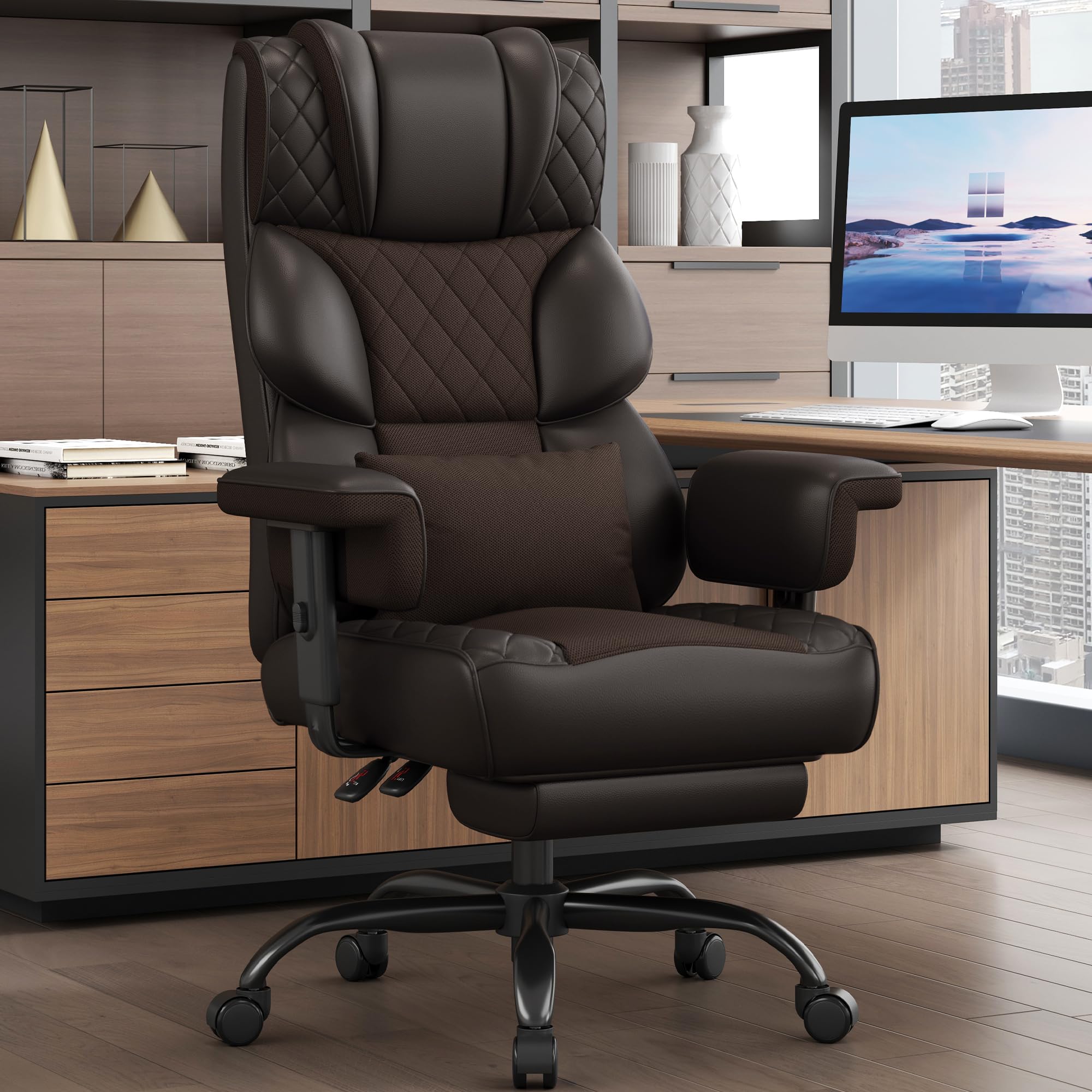 Vonesse Big and Tall Office Chair Desk Chair with Soft Adjustable Armrests Ergonomic High Back Gaming Chair with