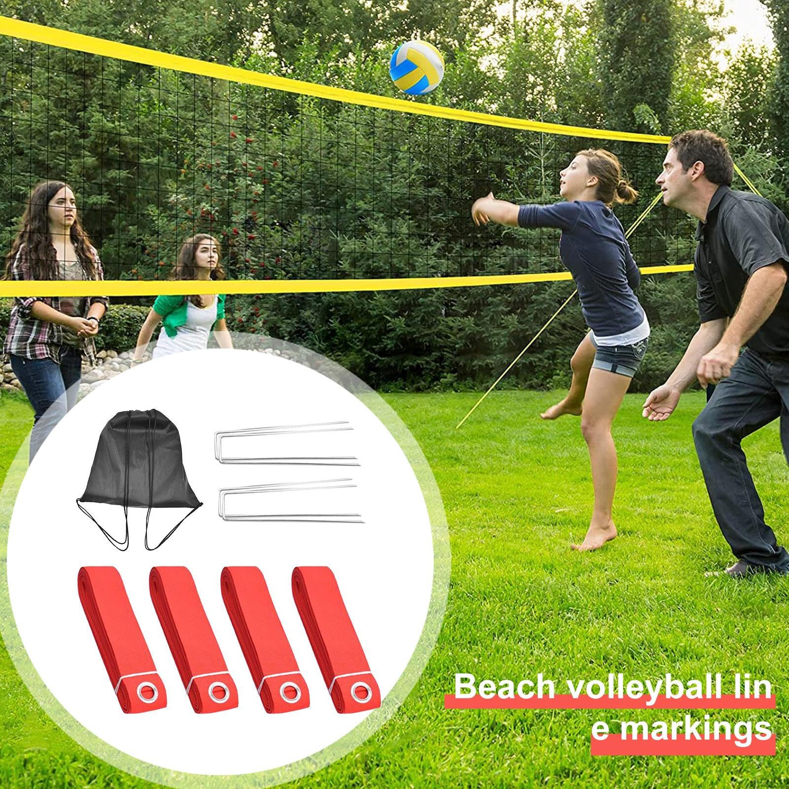 Linee da beach volley, marcatore da campo, set di bordi pieghevoli, design a nastro resistente alle intemperie, accessorio per sport all'aria aperta, per allenamento in giardino, parco, casa o giochi