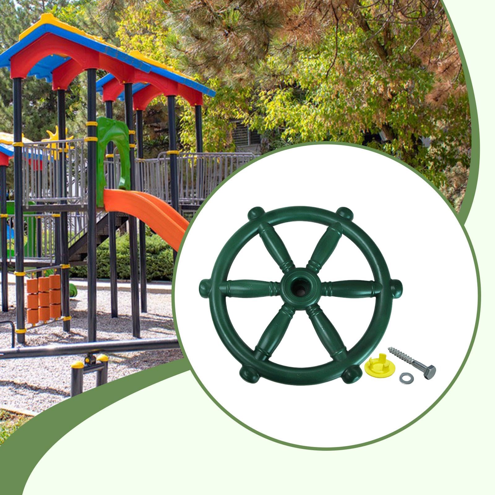 MERIGLARE Roue de Gouvernail de Bateau Pirate, Jouet pour Enfants, Accessoire Exclusif pour Salle de Jeux, Structure Robuste Adaptée Aux Jeux D'extérieur, M, Vert