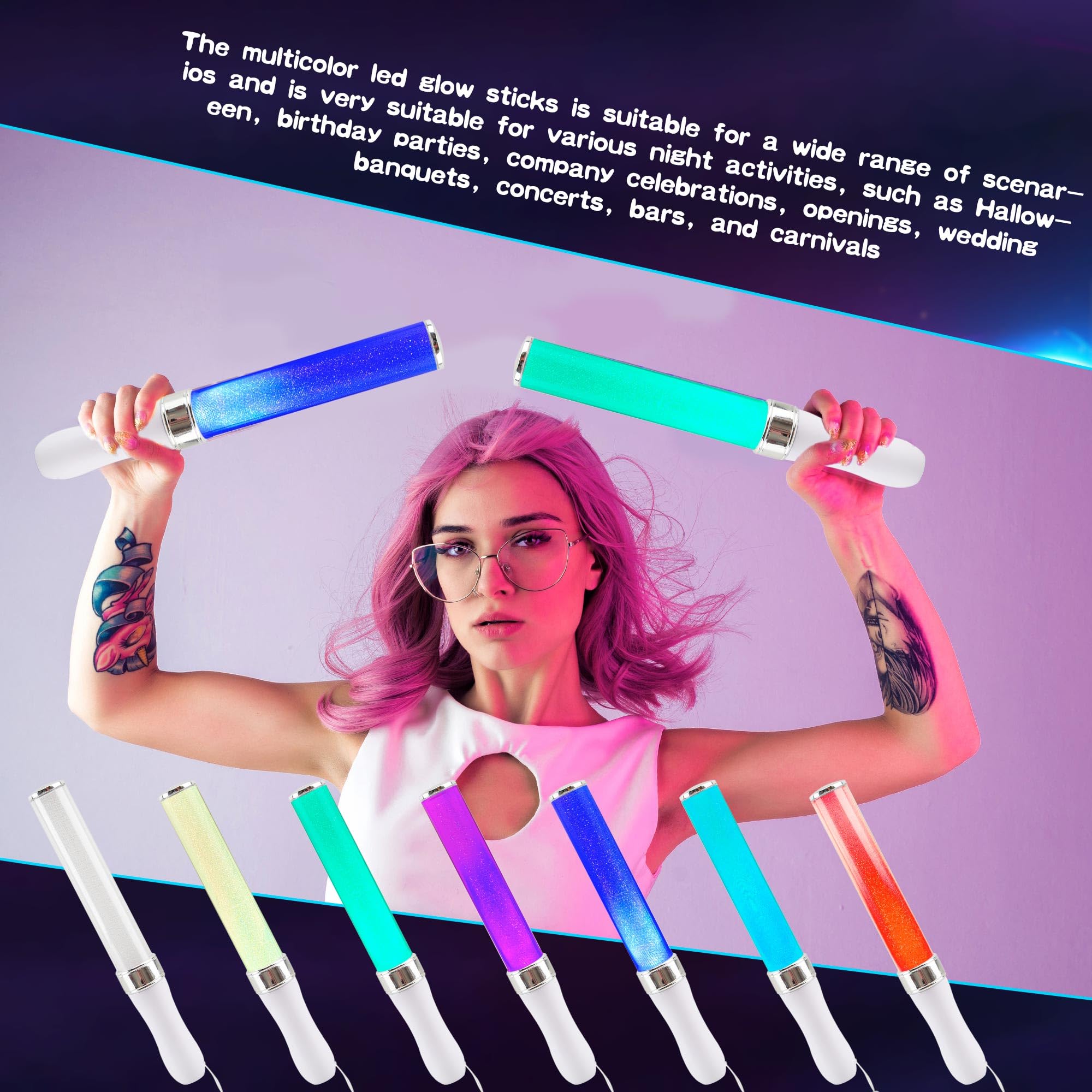 Baguettes Lumineuses LED Pour Fête – Bâtons Clignotants Colorés | Anniversaire, Concert, Soirée | Sans Odeur, Facile à Utiliser