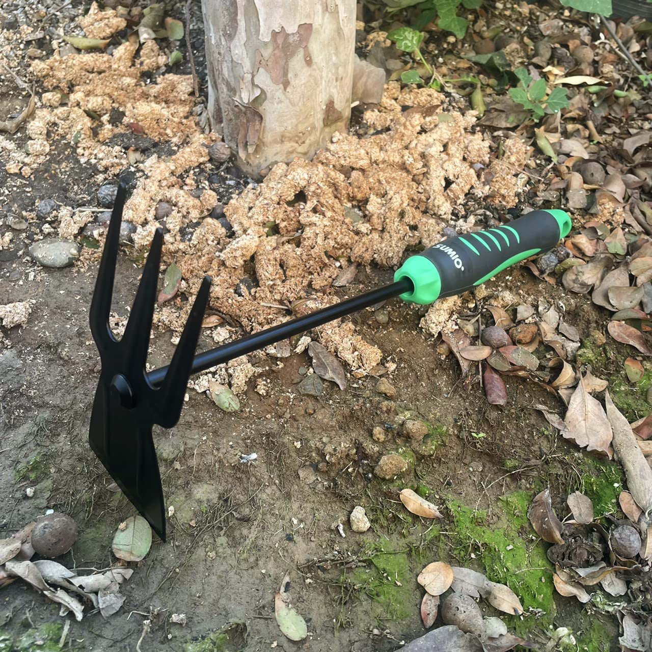 Excavadora de mano pequeña para jardín, herramienta de jardín, herramienta de deshierbe de doble cabeza, azada de jardín y cultivador, herramienta de deshierbe