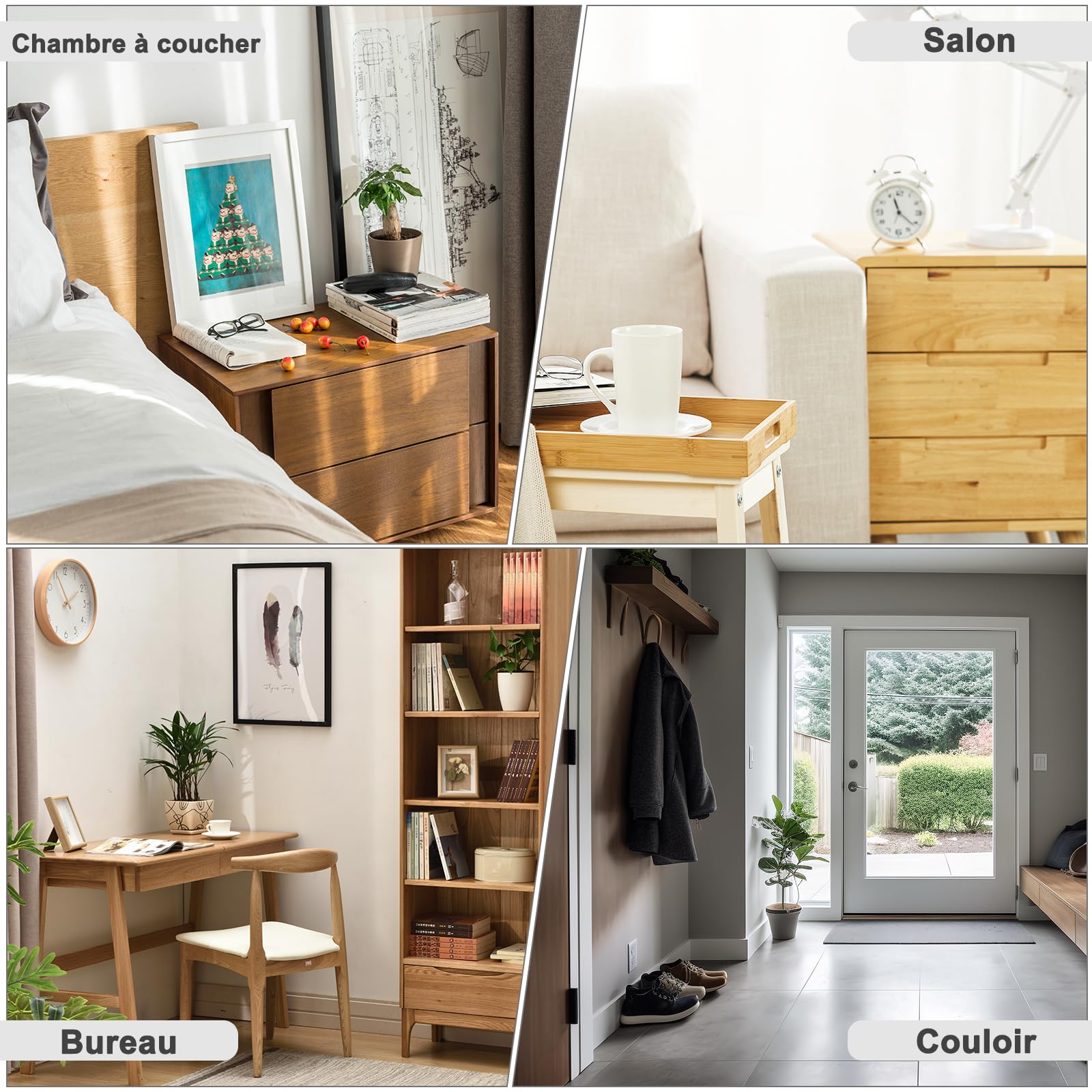 WOLTU Table de Chevet, Table d’appoint avec Station de Charge, 2 Compartiments Ouverts, 2 Ports USB+2 Prises, Blanc, 25x30x60cm, NTS06ws