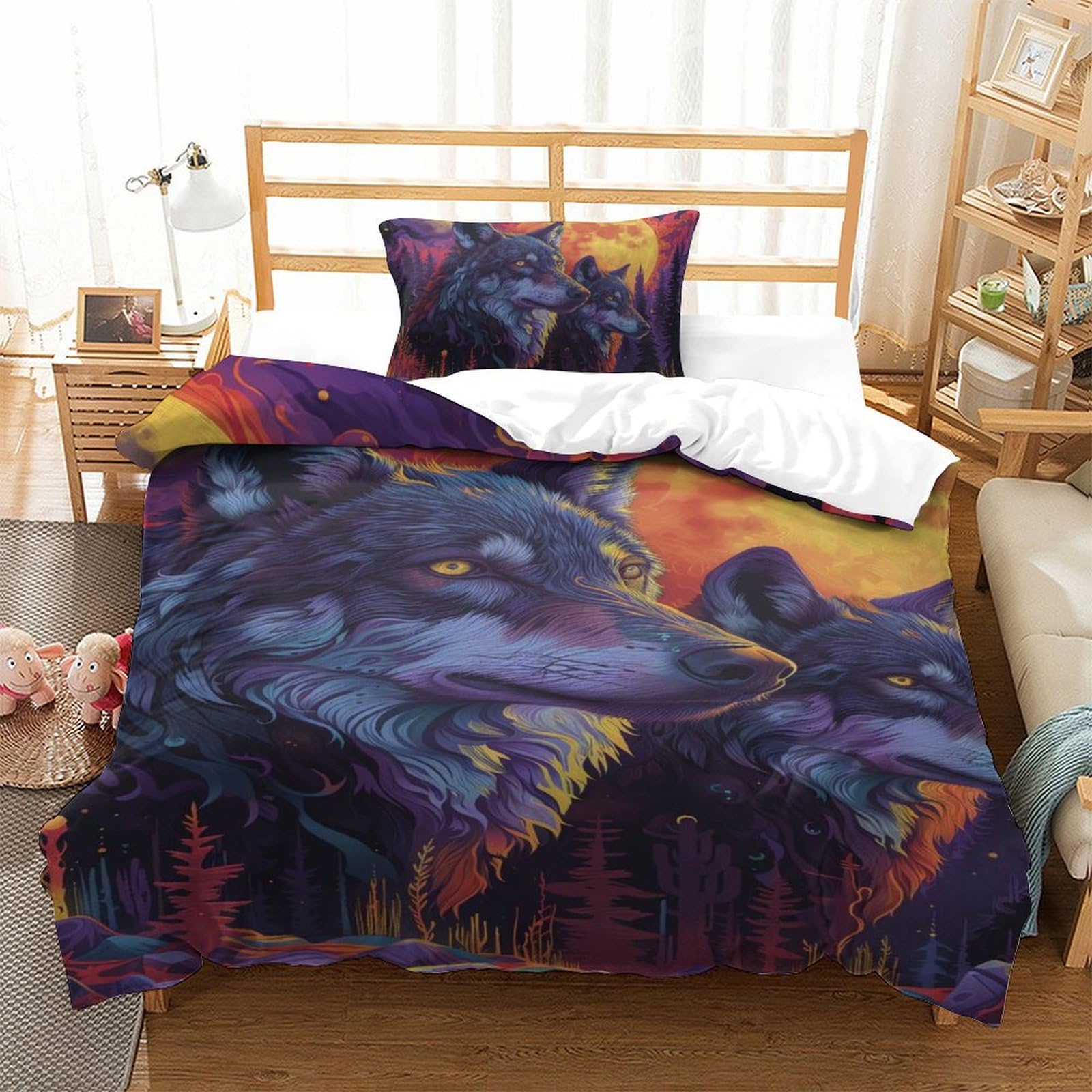 Parure de lit loup pour créer une ambiance nature dans votre chambre