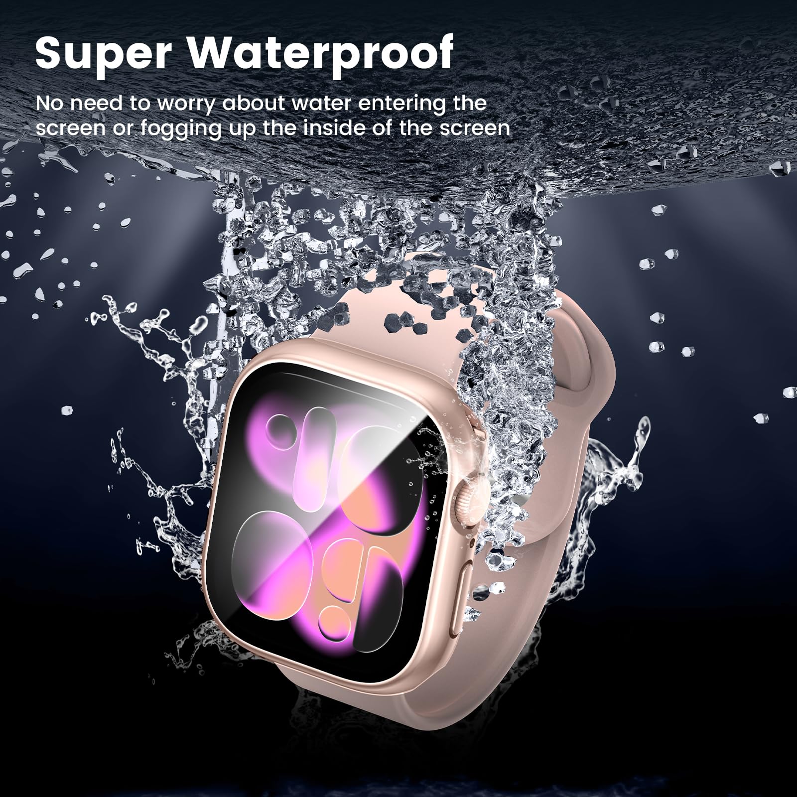 [2 w 1] Wodoodporne etui do Apple Watch Series 10 46 mm osłona ekranu, 360 ochronna osłona PC ze szkła hartowanego, przedni i tylny zderzak do iWatch 6/SE/5/4 Pyłoszczelna ochrona przed
