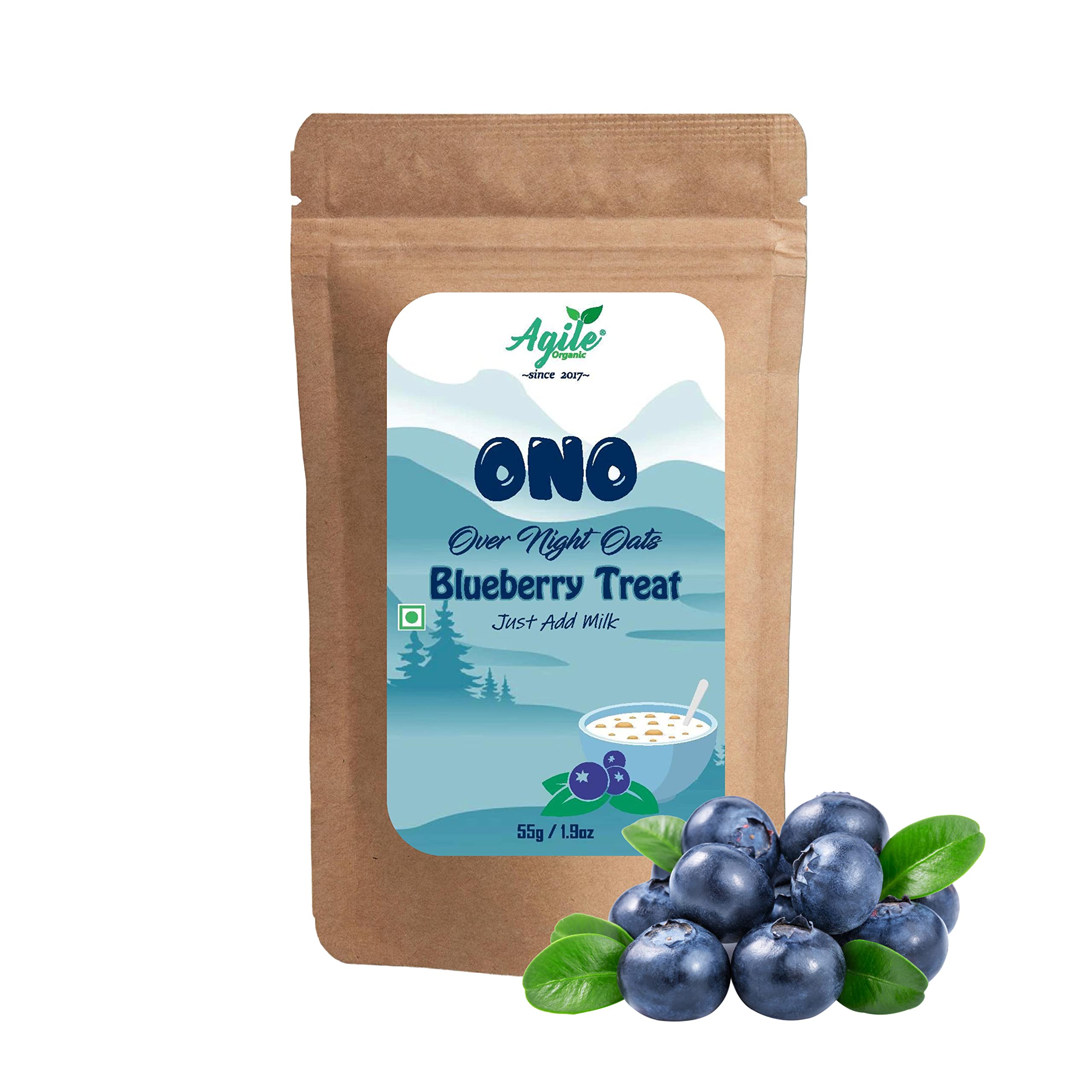 Agile Organic ONO - Overnight Oats with Blueberry Treat 440g | Healthy Breakfast With Goodness of Rolled Oats, Seeds & Blueberry| High Fiber Oats| Wholegrain (B0BB7XPGXW) Amazon Price History, Amazon Price Tracker
