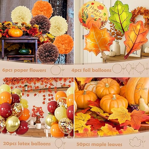 Miniatura 6 de Suministros de decoración de fiesta de Acción de Gracias, pancarta de Acción de Gracias, remolinos colgantes para vacaciones de otoño, decoración